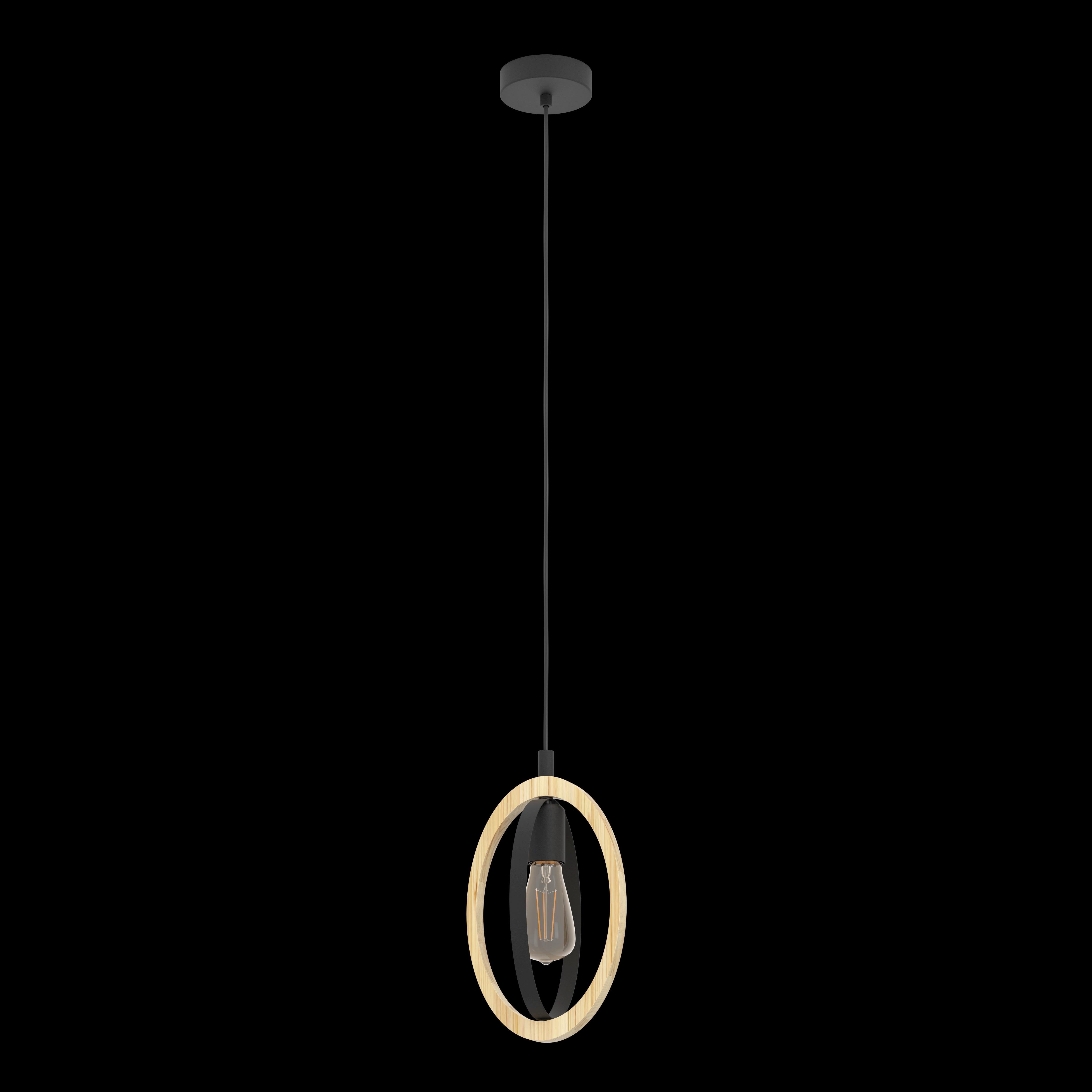 eglo basildon wood black metal oval ceiling pendant living room close up