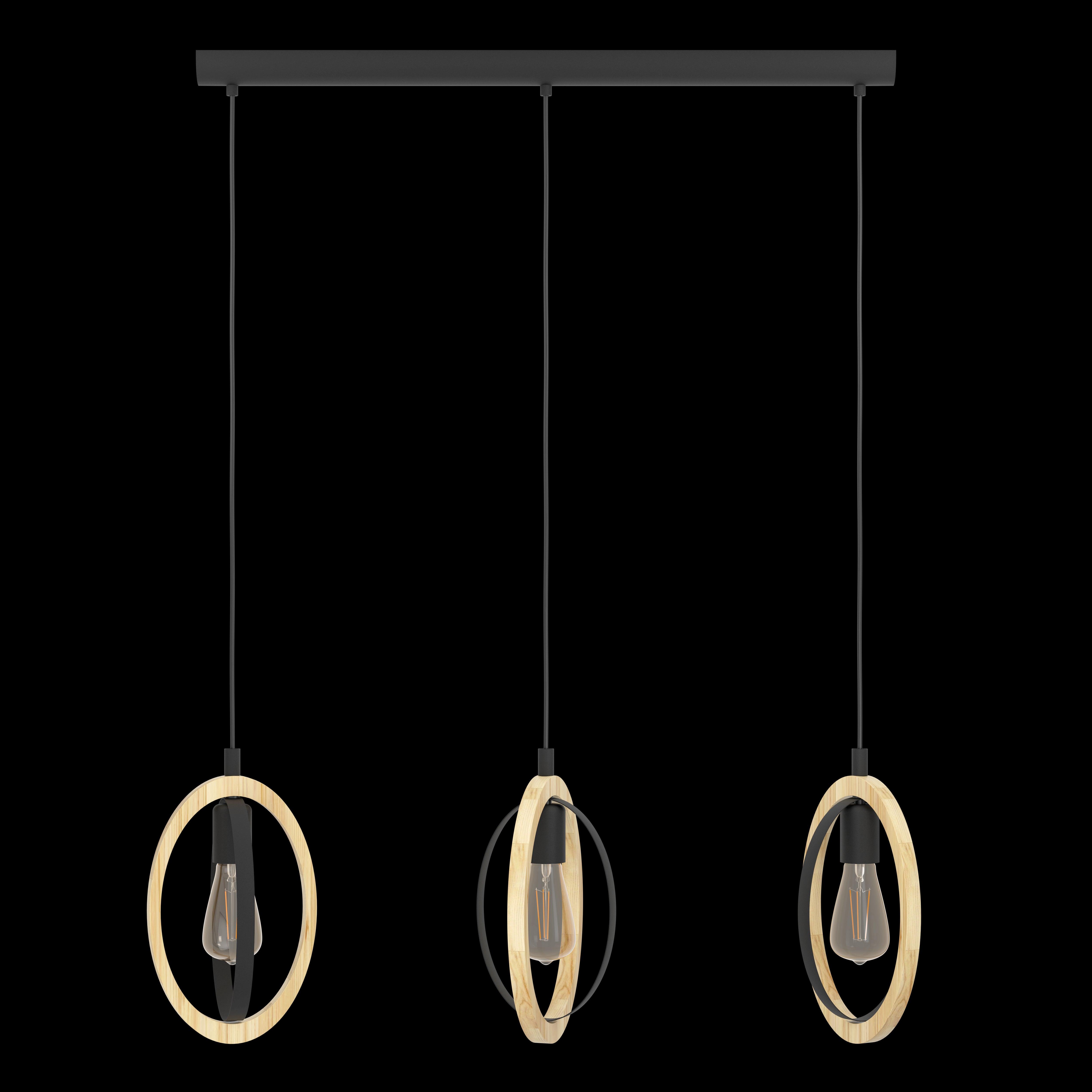 eglo basildon 3 light wood black oval bar ceiling pendant living room image
