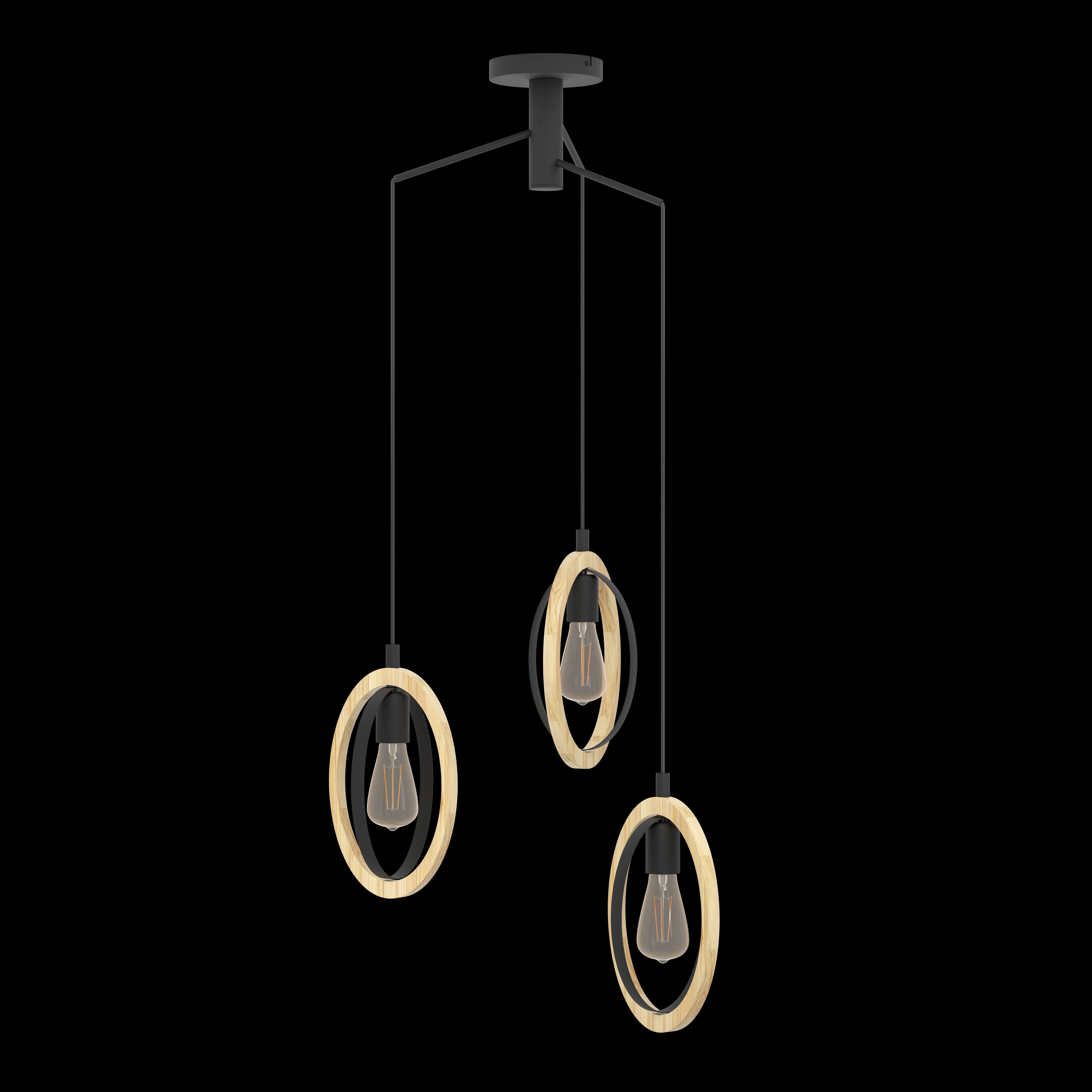 eglo basildon 4 light wood black metal oval pendant living room image