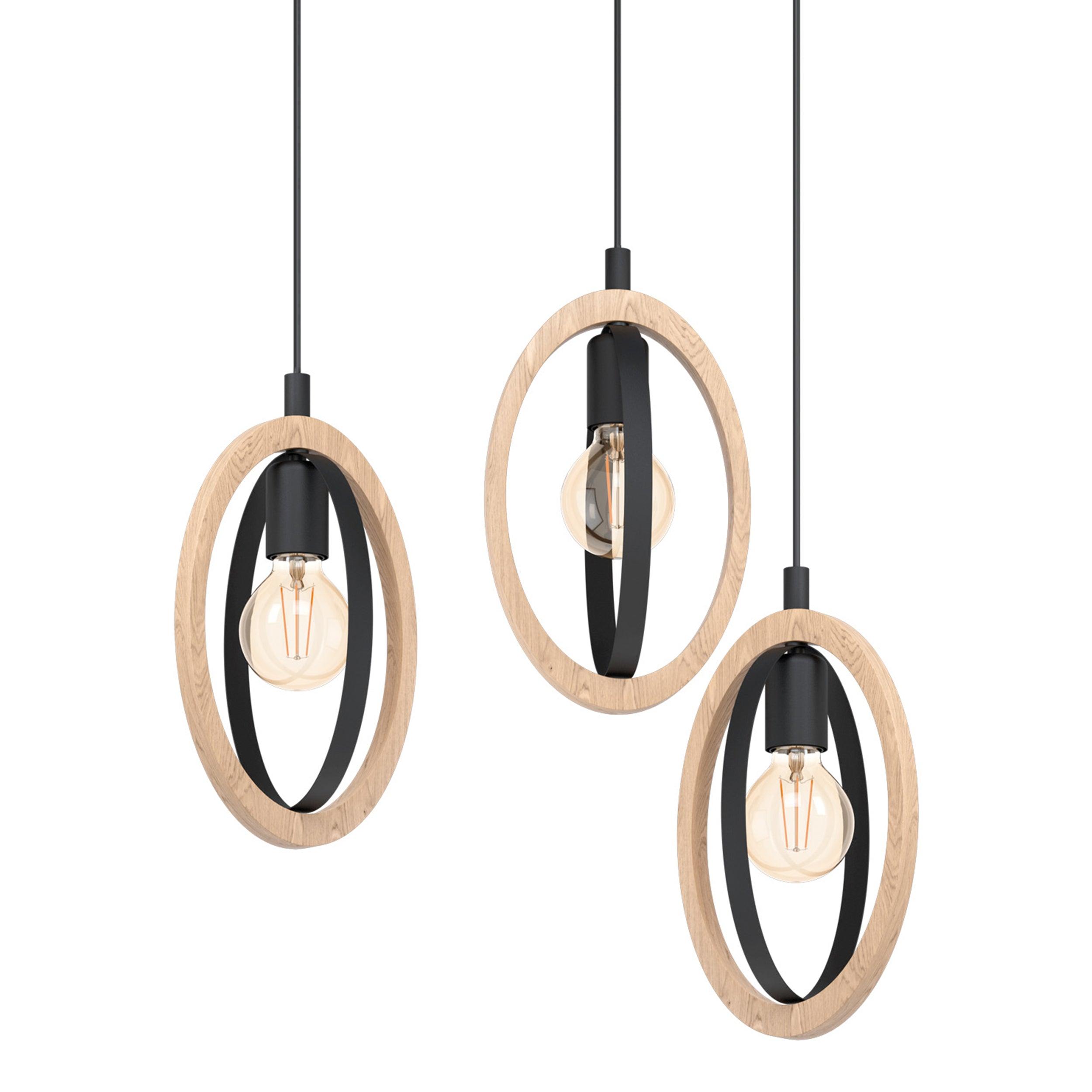 eglo basildon 4 light wood black metal oval pendant kitchen lighting