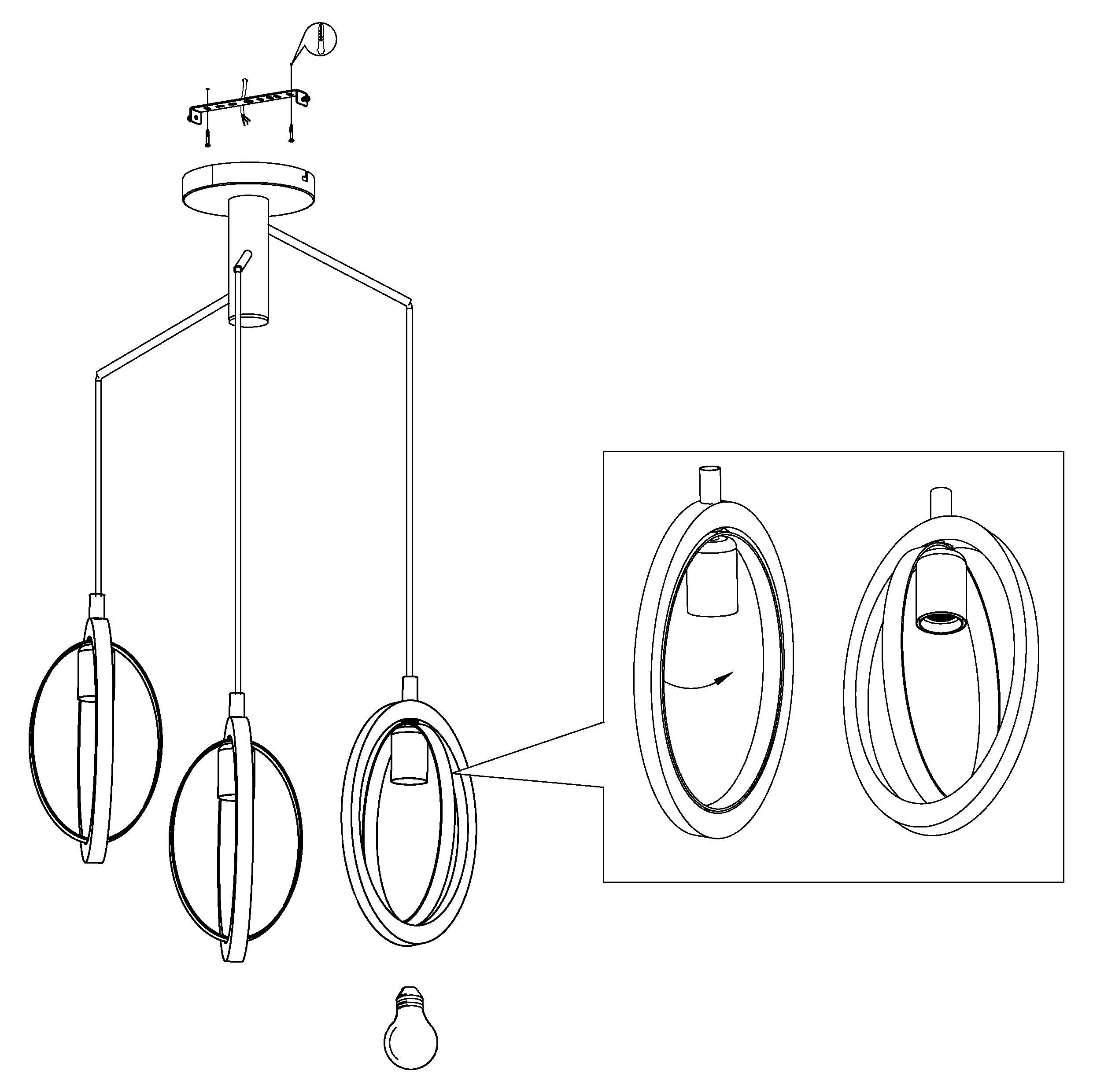 eglo basildon 4 light wood black metal oval pendant hallway lighting