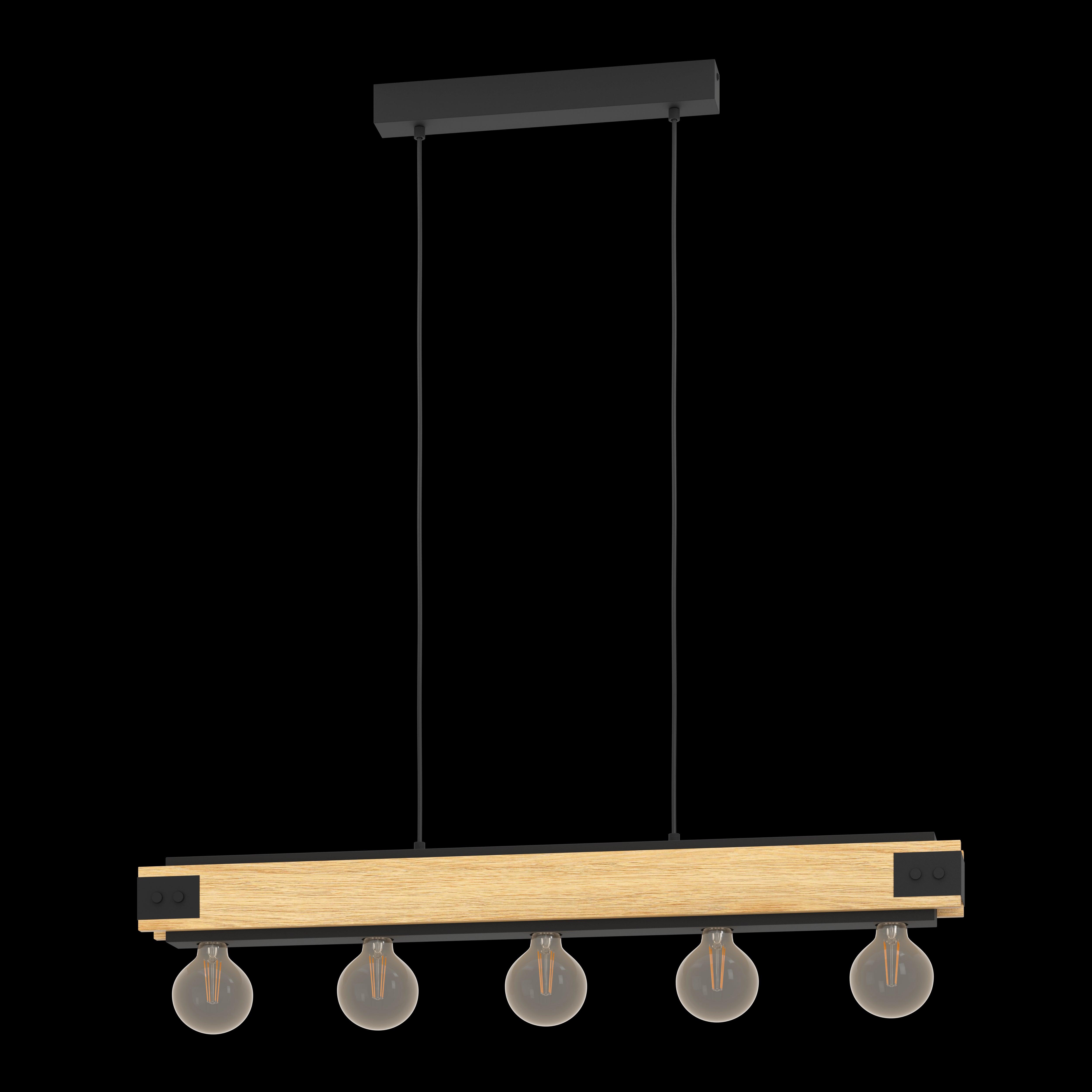 eglo layham 5 light metal wood bar ceiling pendant living room close up