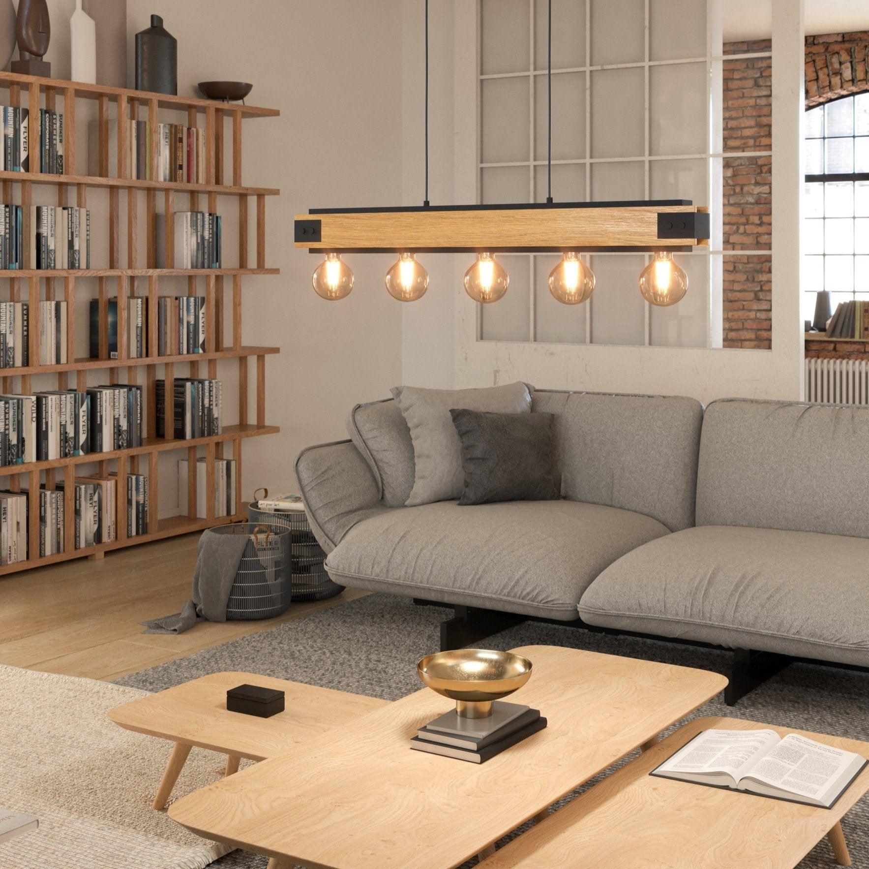 eglo layham 5 light metal wood bar ceiling pendant