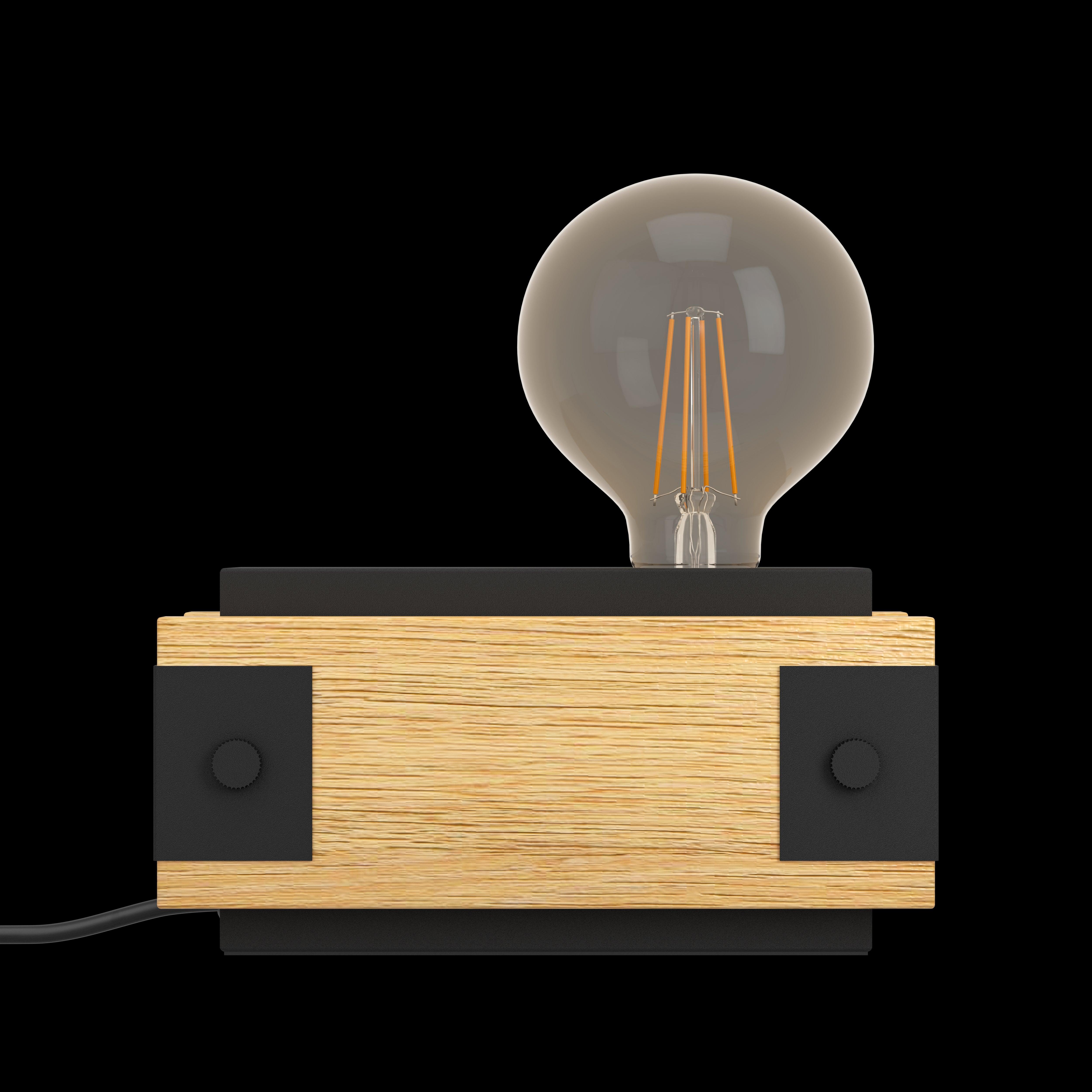 eglo layham black metal burnt wood table lamp living room image