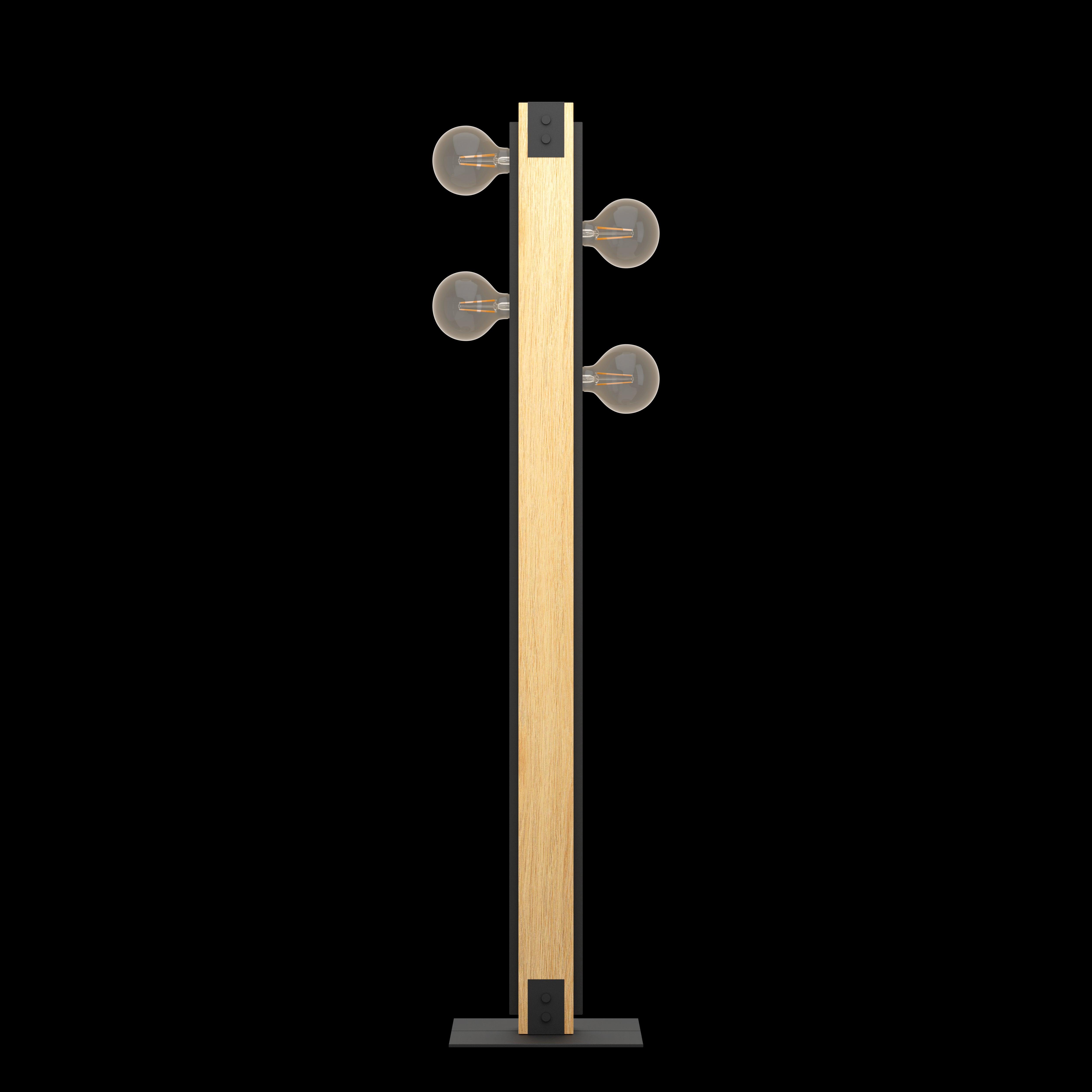 eglo layham 4 light black wooden floor lamp living room close up