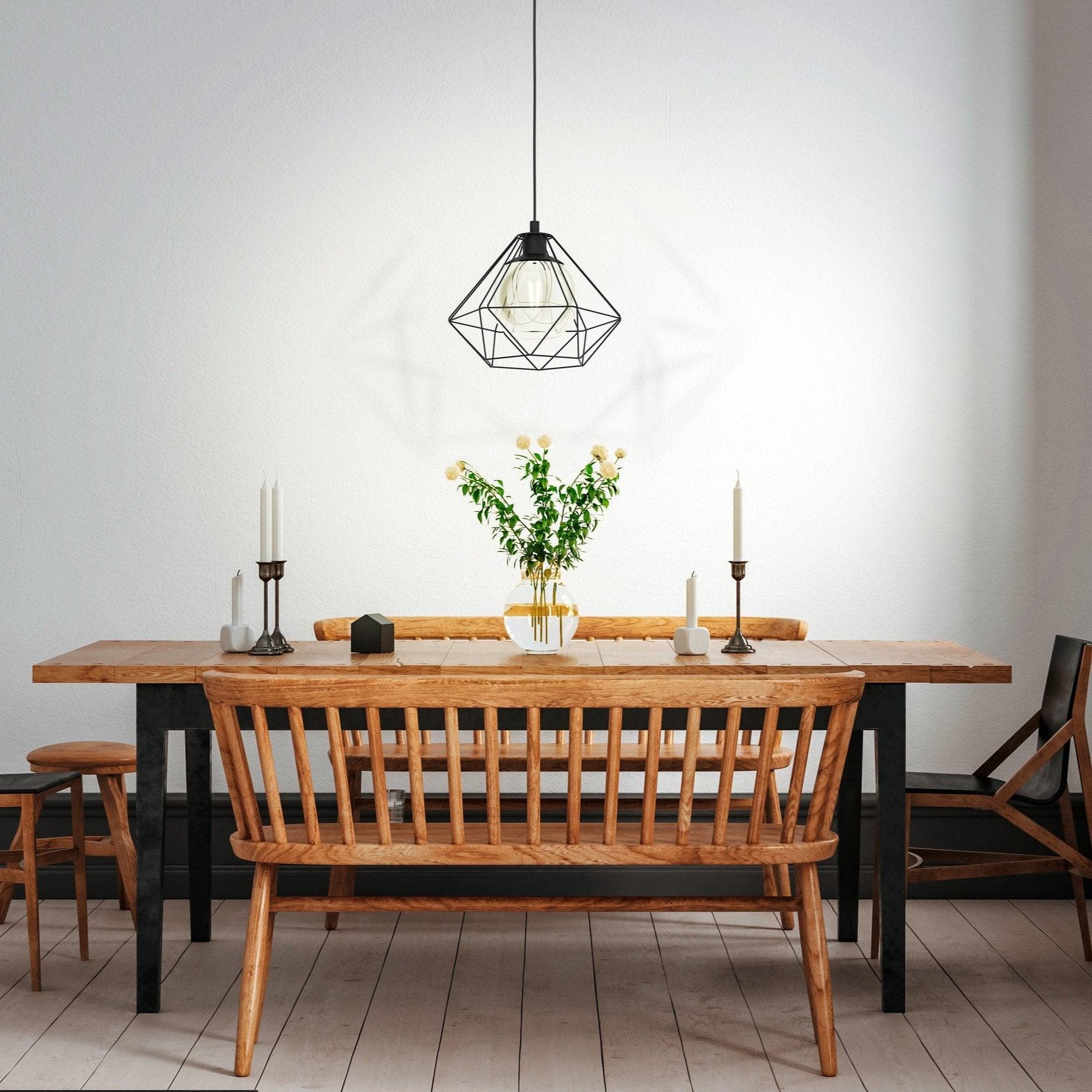 eglo vernham black diamond shaped wire shade pendant