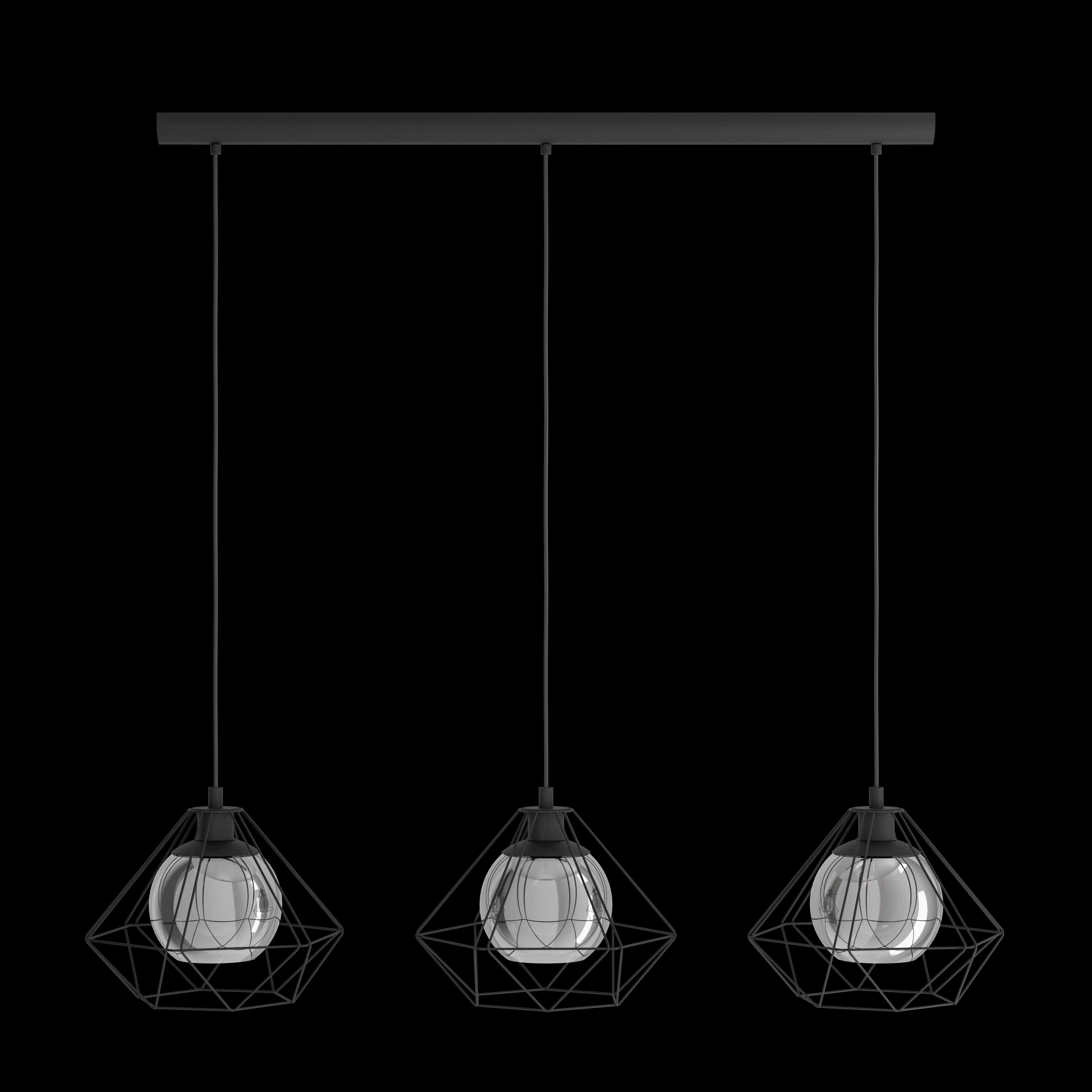 eglo vernham 3 light black diamond shaped wire ceiling pendant living room image