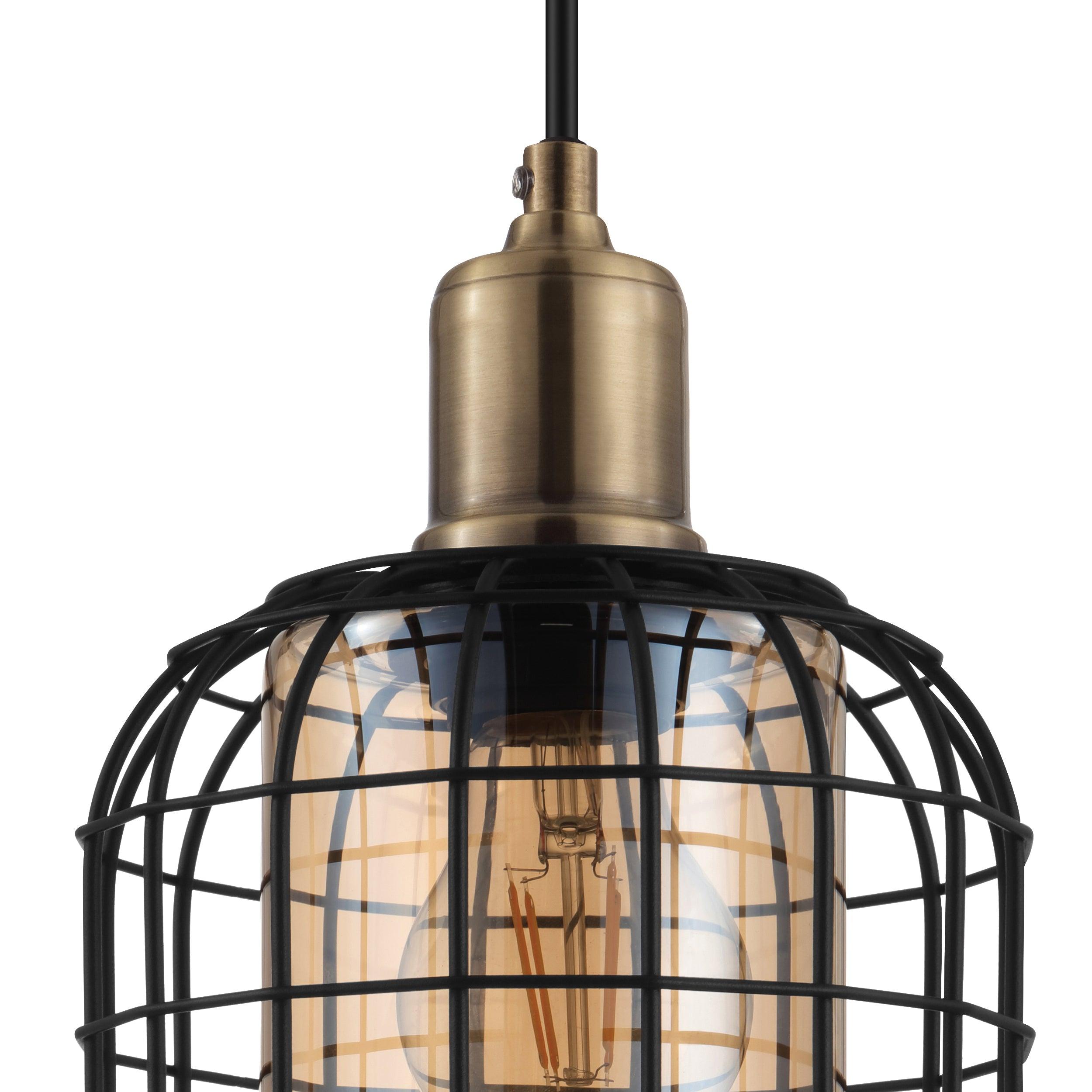 eglo chisle 3 light black wire amber glass shaded pendant kitchen lighting