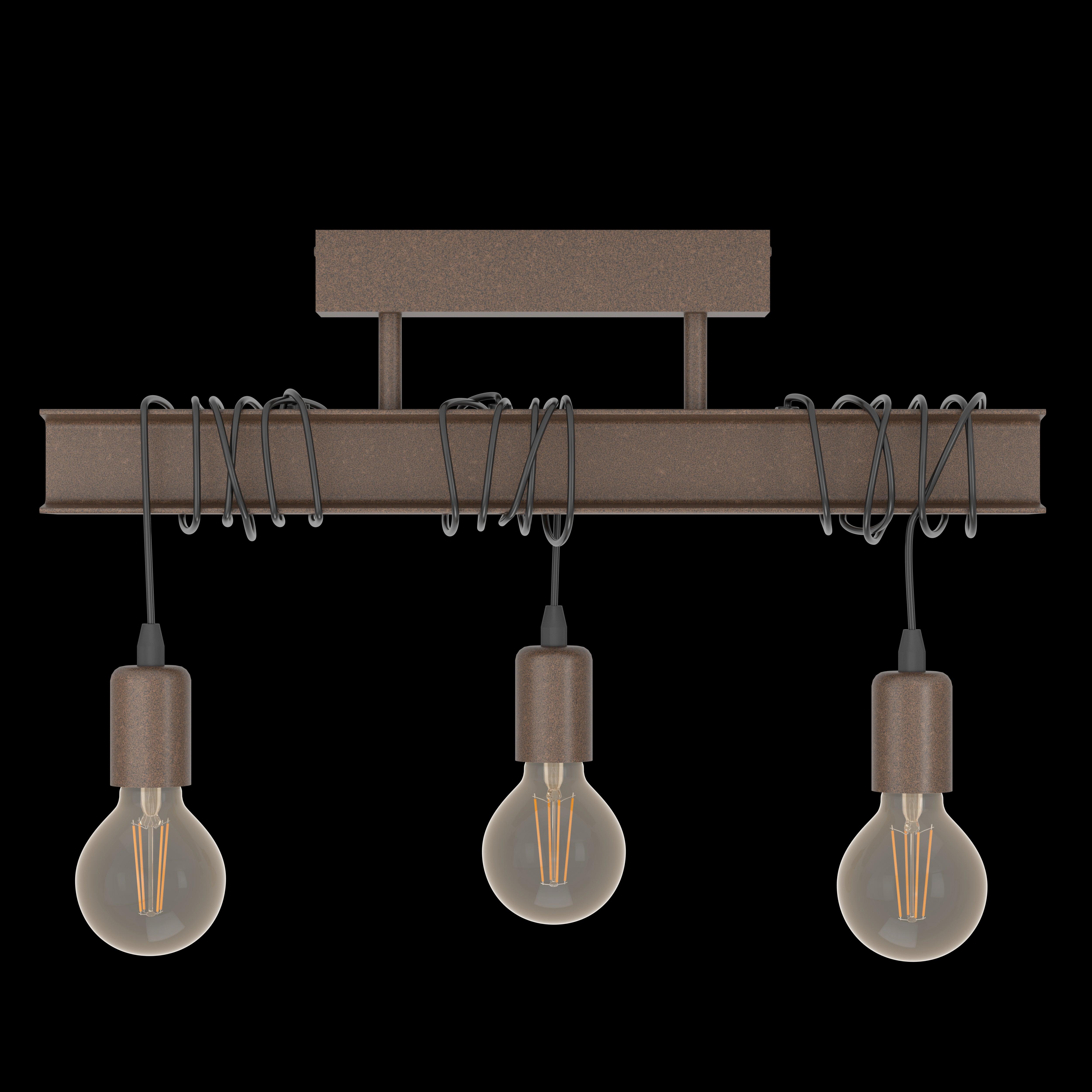 eglo townshend 4 brown metal 3 light adjustable bar pendant living room close up