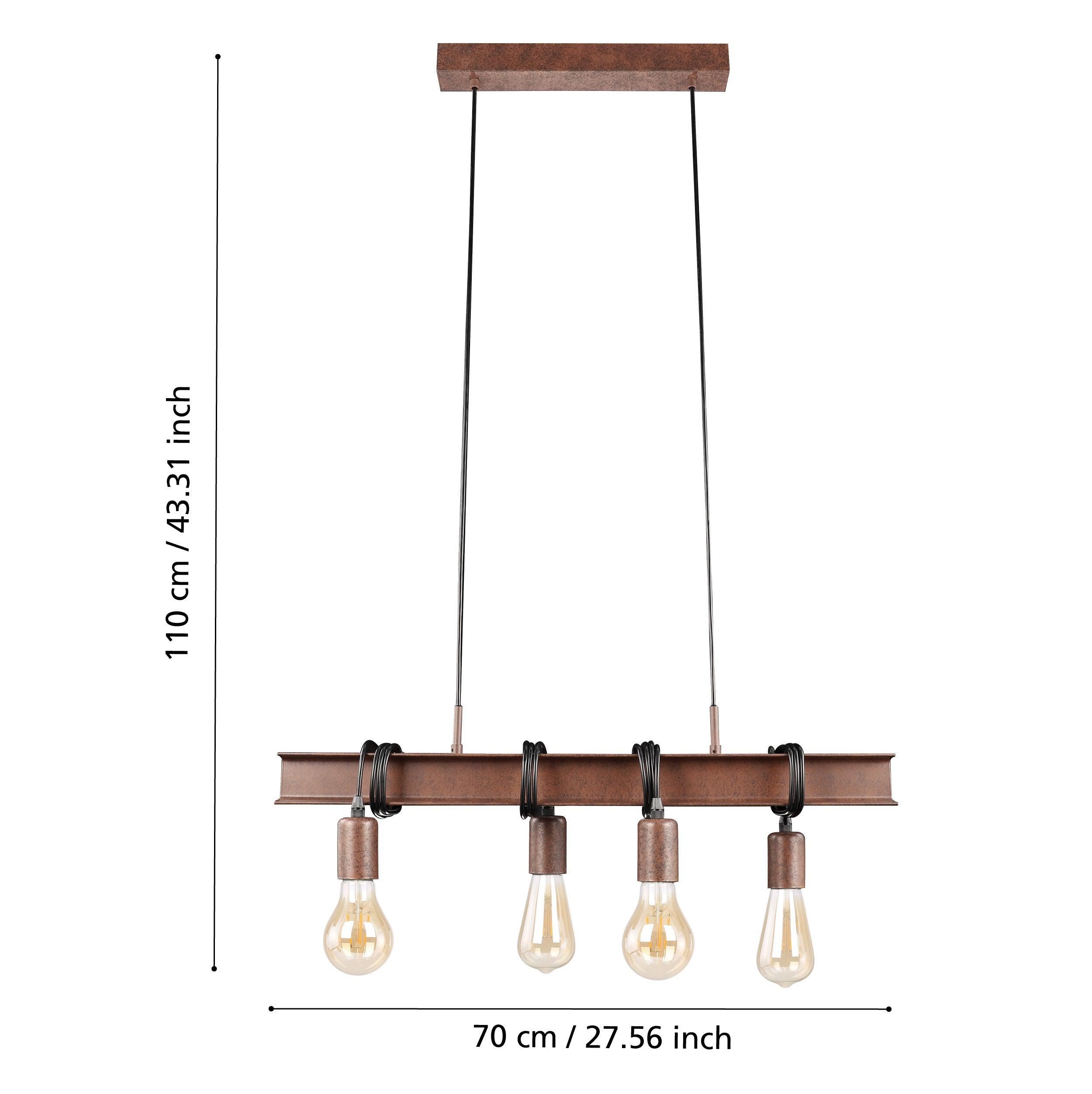 eglo townshend 4 4 light brown letal bar ceiling pendant kitchen lighting