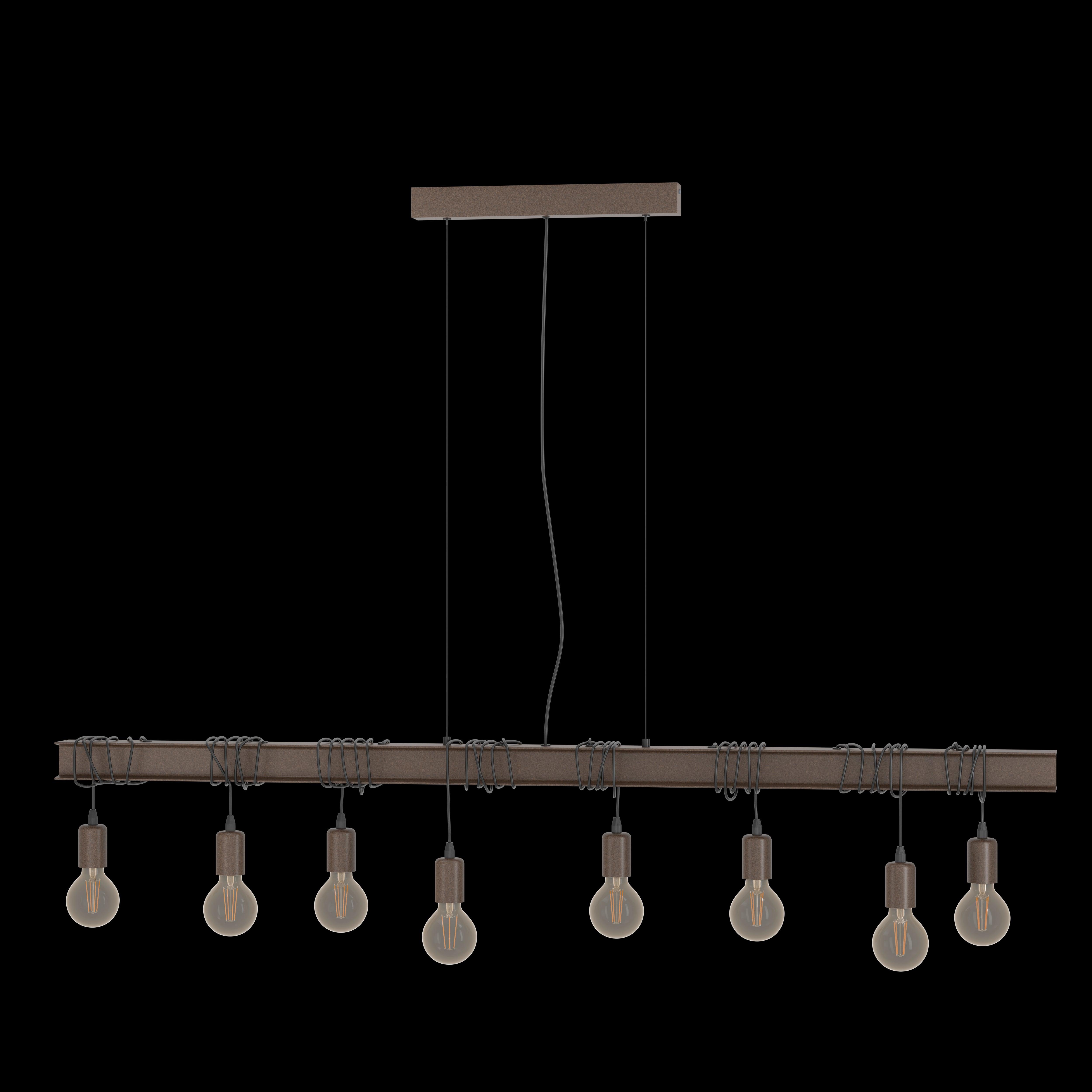 eglo townshend 4 8 light brown letal bar ceiling pendant living room close up