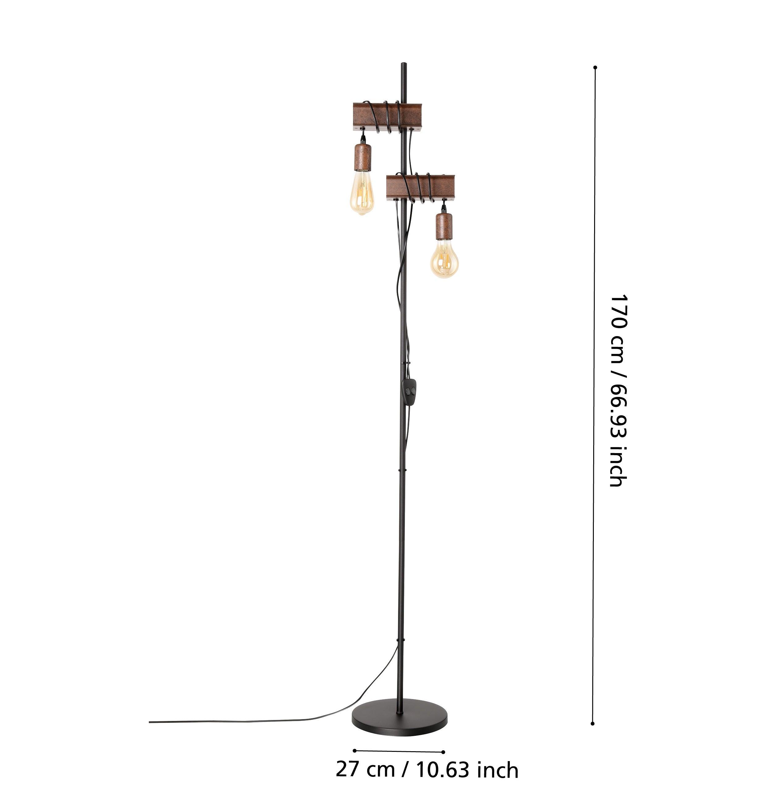 eglo townshend 4 2 light brown metal industrial floor lamp kitchen lighting