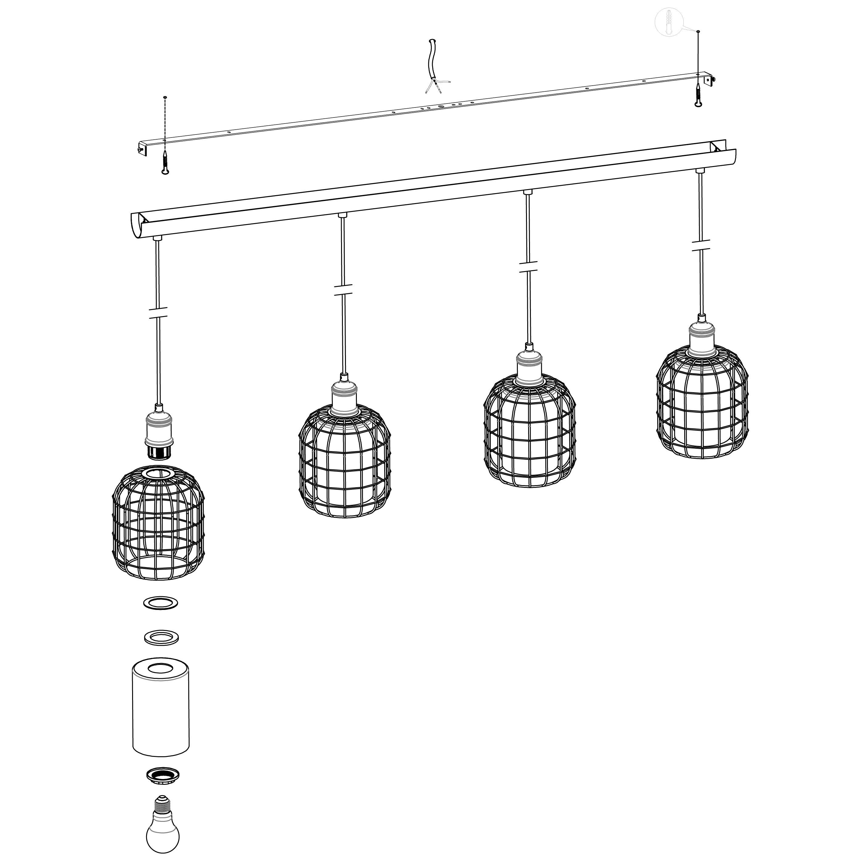 eglo chisle 4 light black wire amber glass shade pendant kitchen lighting