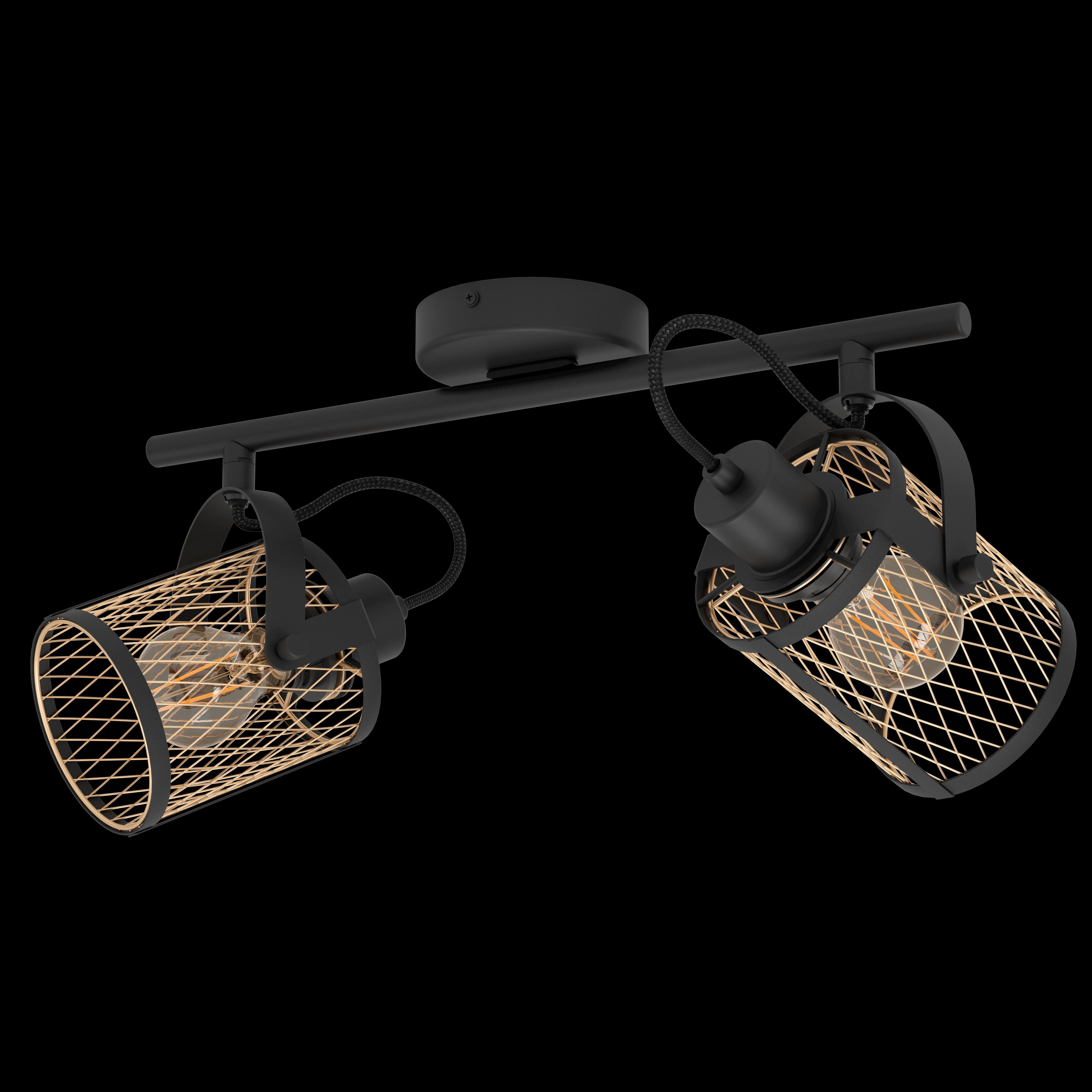 eglo dellow brass mesh black 2 light bar spotlight living room image