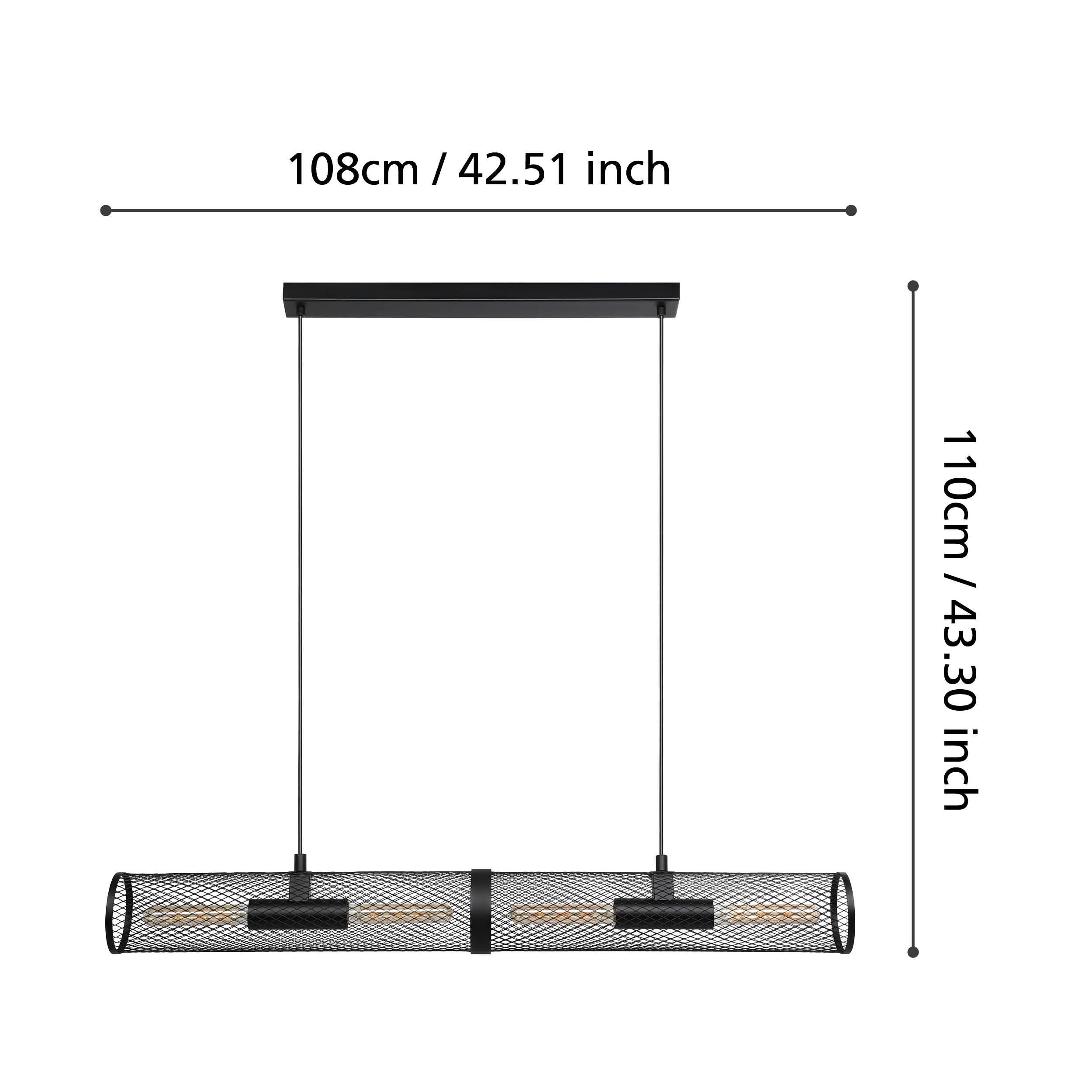 eglo redcliffe black metal mesh cylinder ceiling pendant living room close up