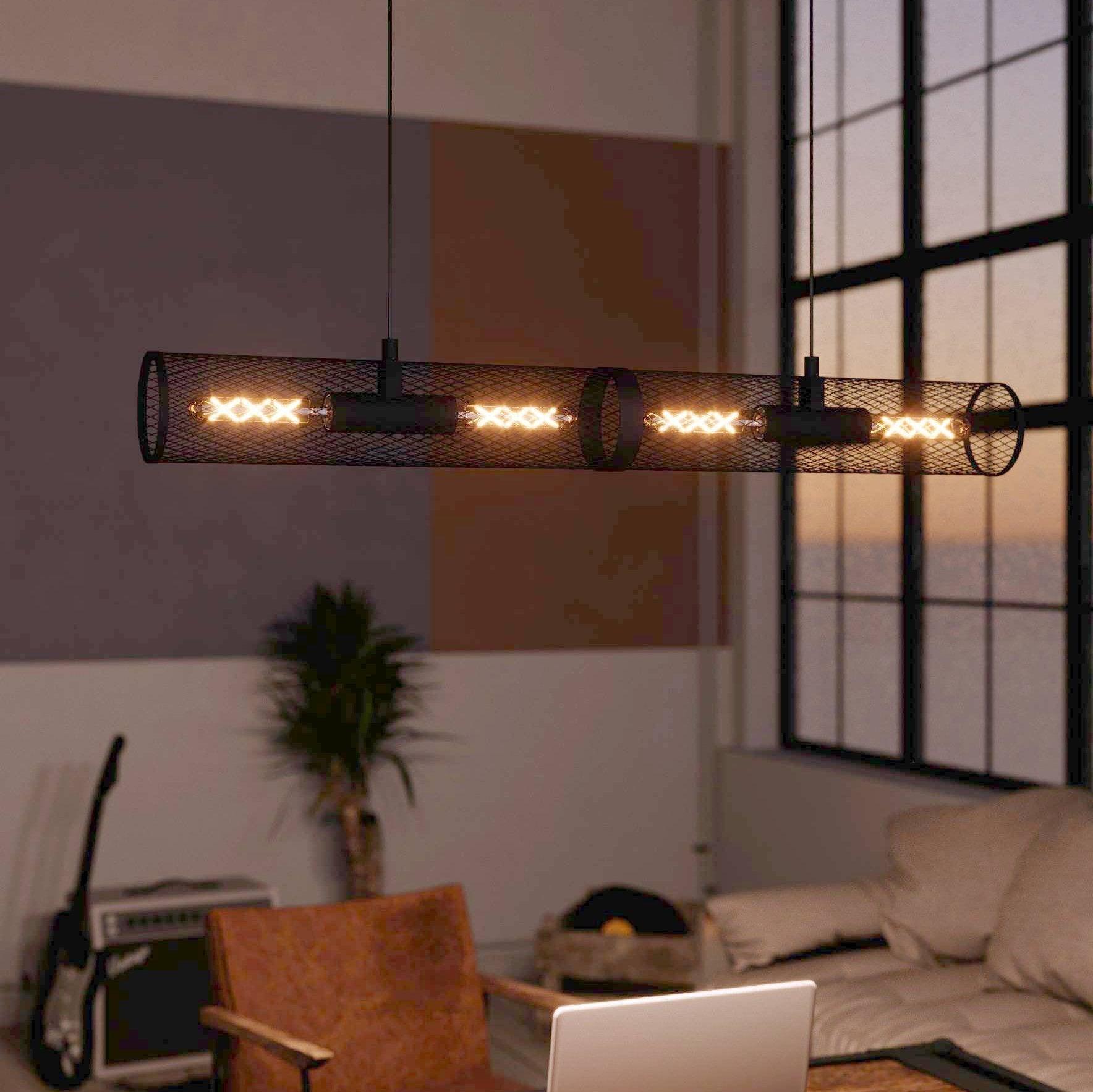 eglo redcliffe black metal mesh cylinder ceiling pendant