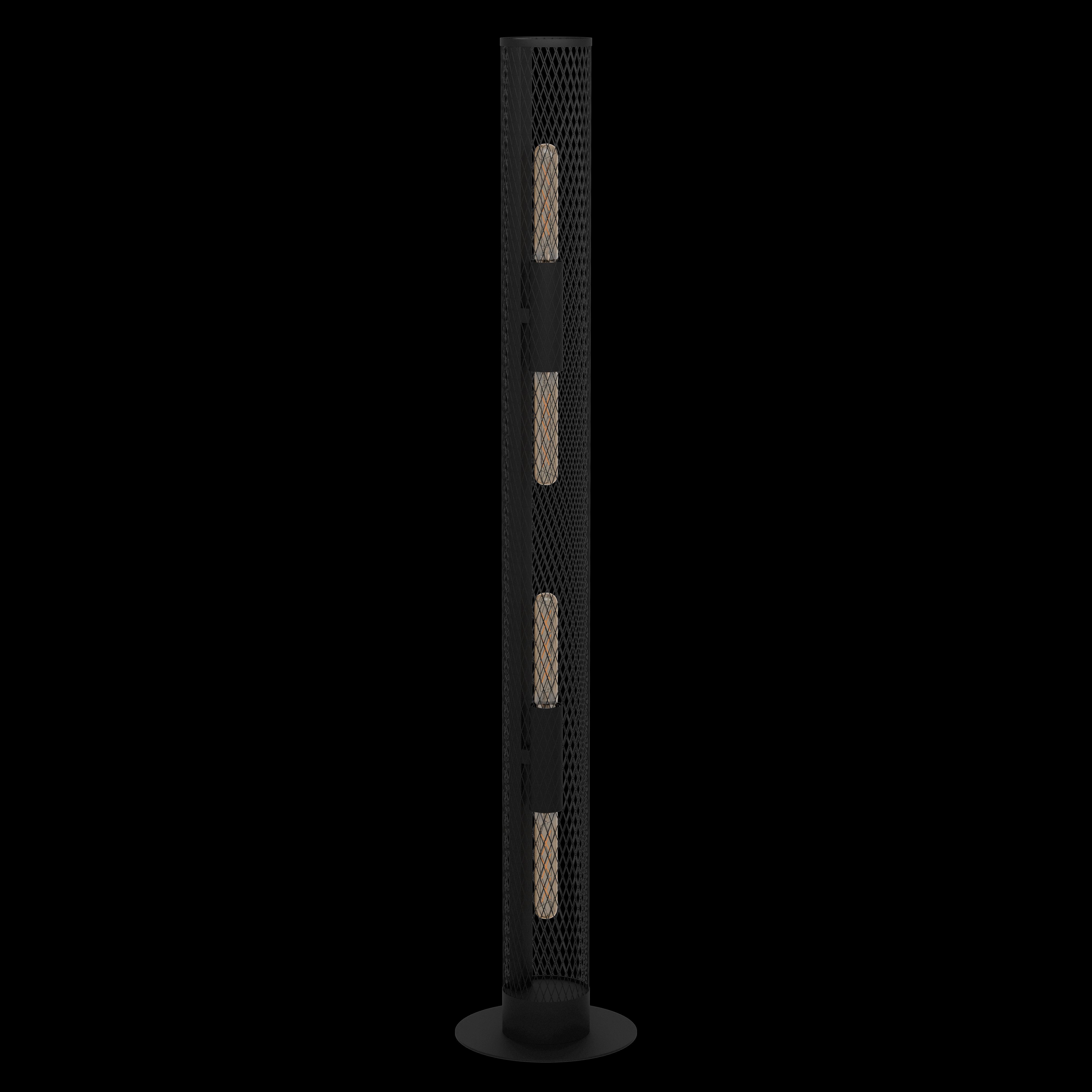 eglo redcliffe long black metal mesh cylinder floor lamp living room image