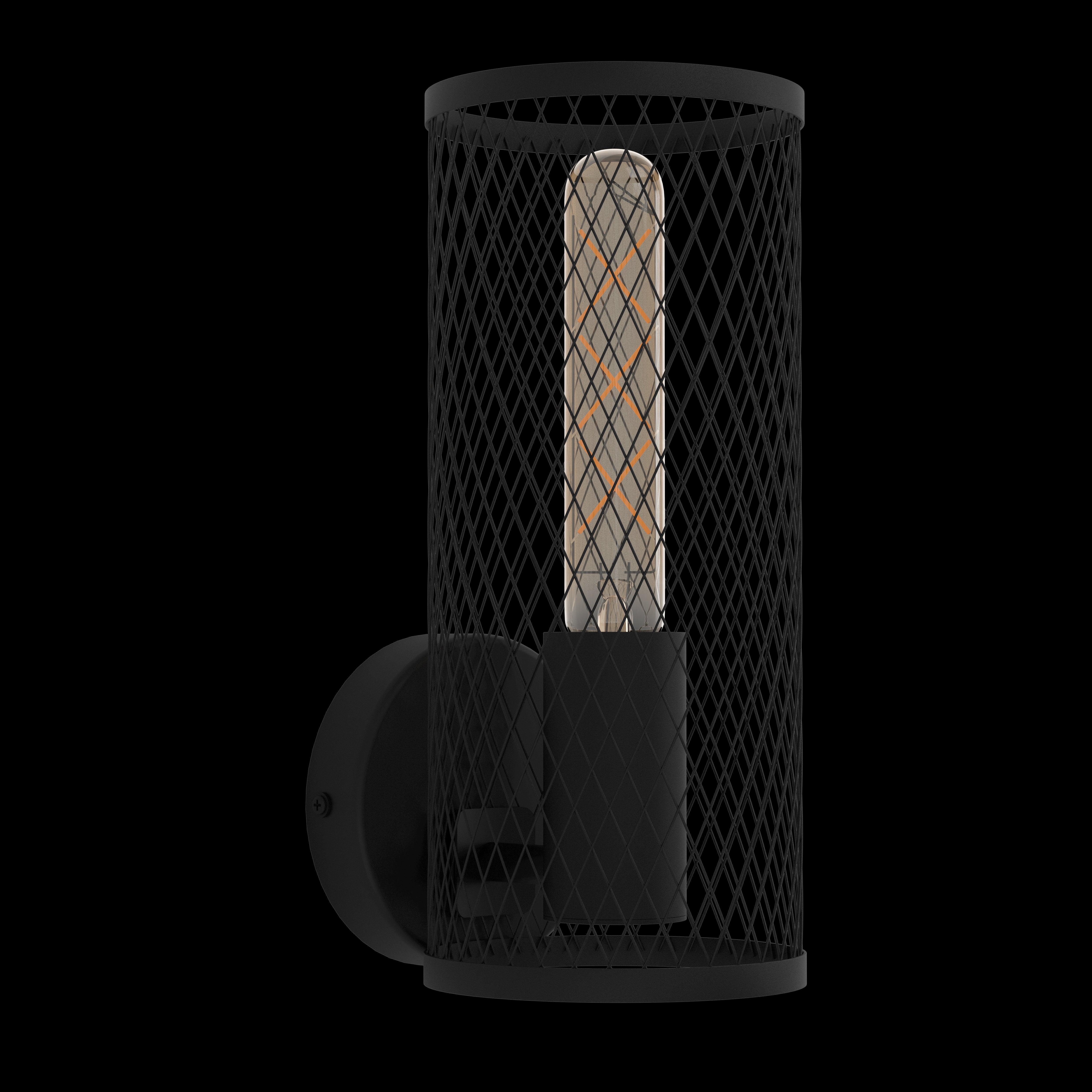 eglo redcliffe black wall light mesh cage shade living room image