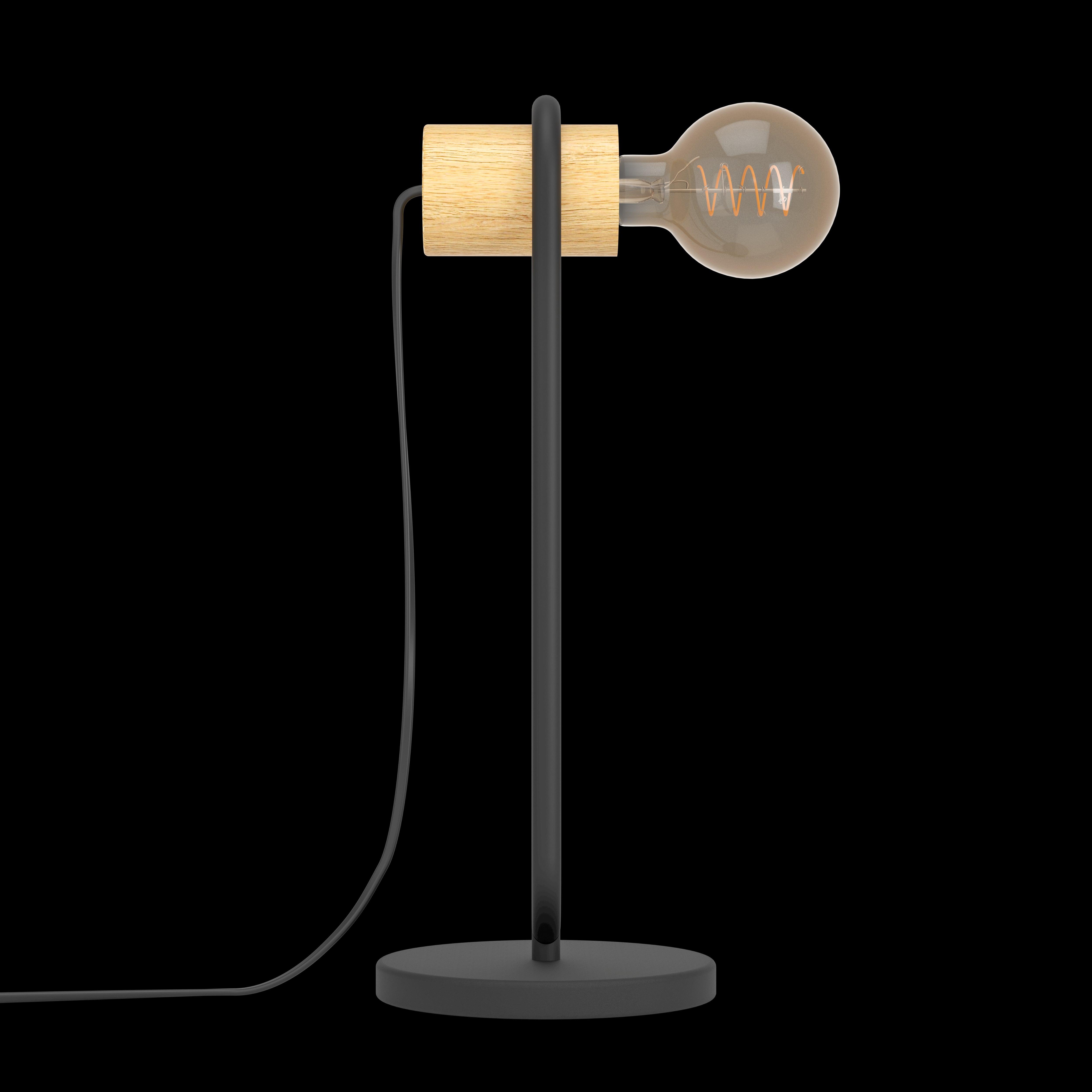 eglo chieveley black metal wood table lamp living room close up