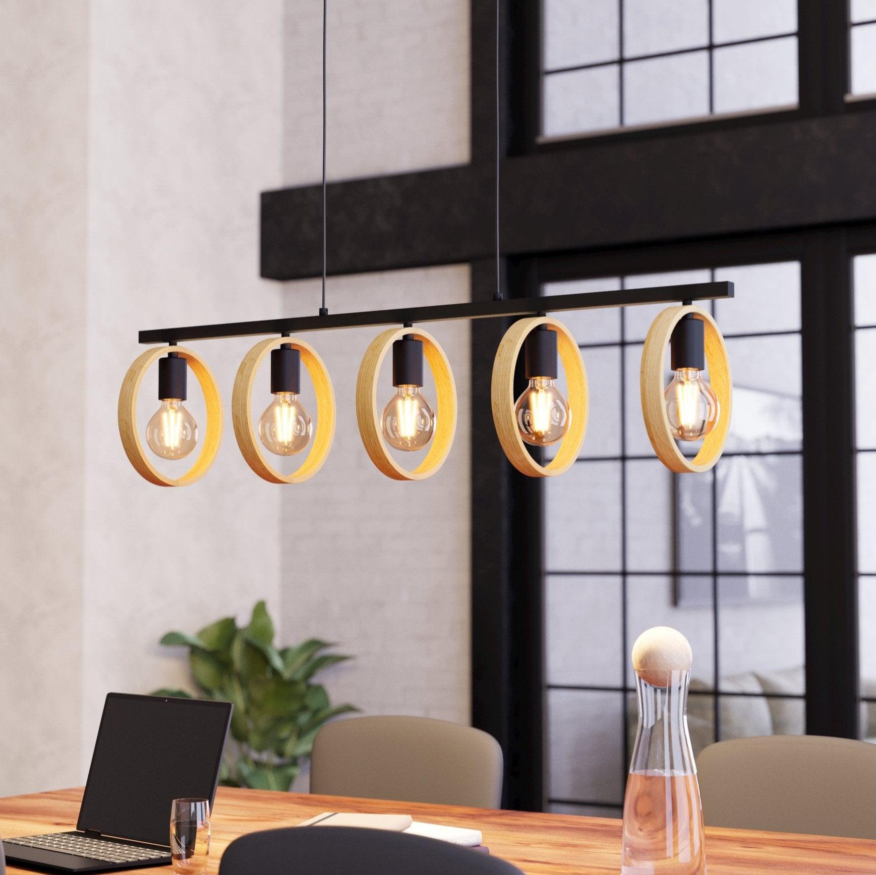eglo ipsden 5 light hoop black ceiling pendant