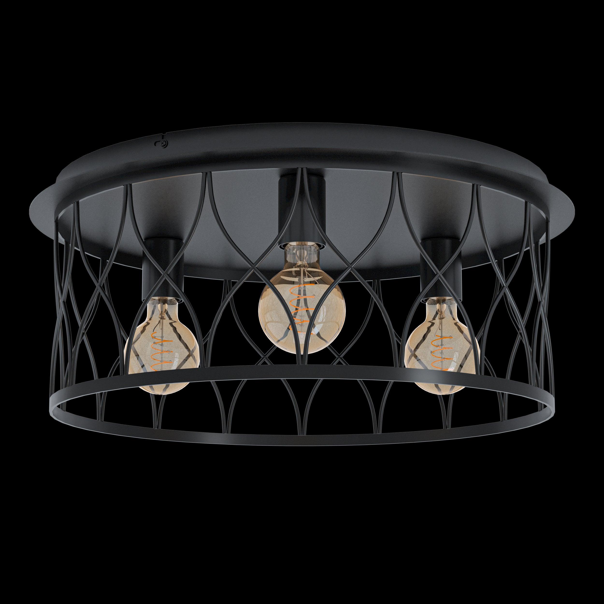 eglo giltspur flush black 3 light metal ceiling light living room image