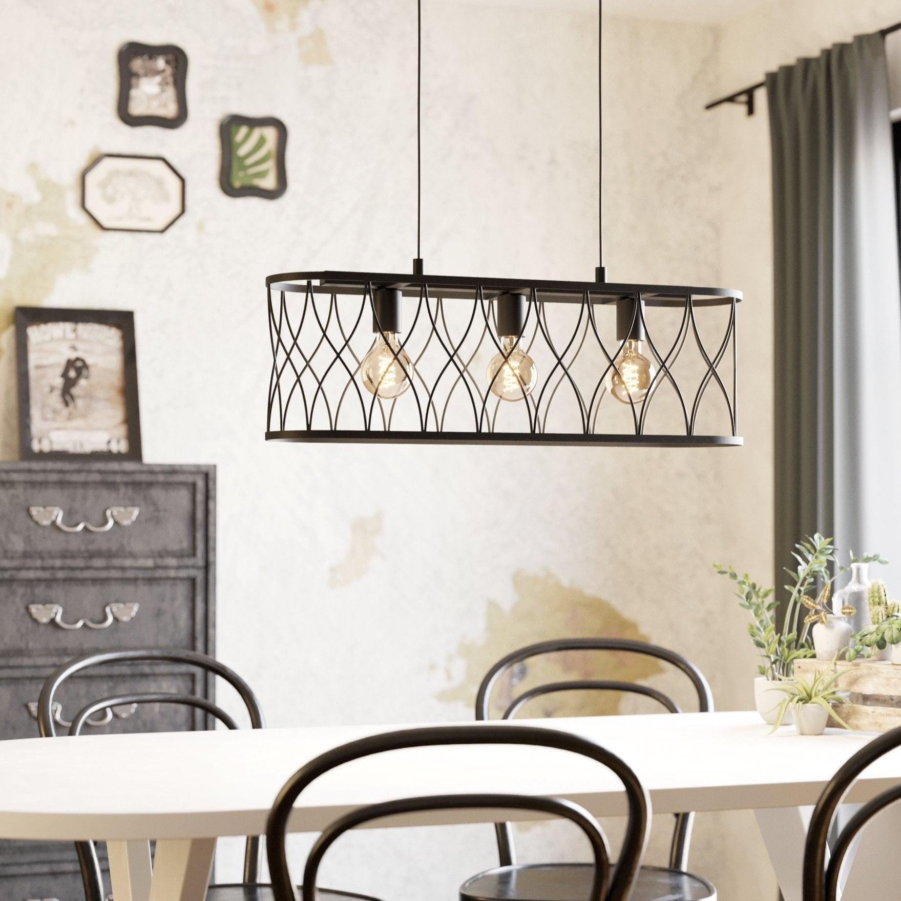 eglo giltspur 3 light black wire latticework ceiling pendant