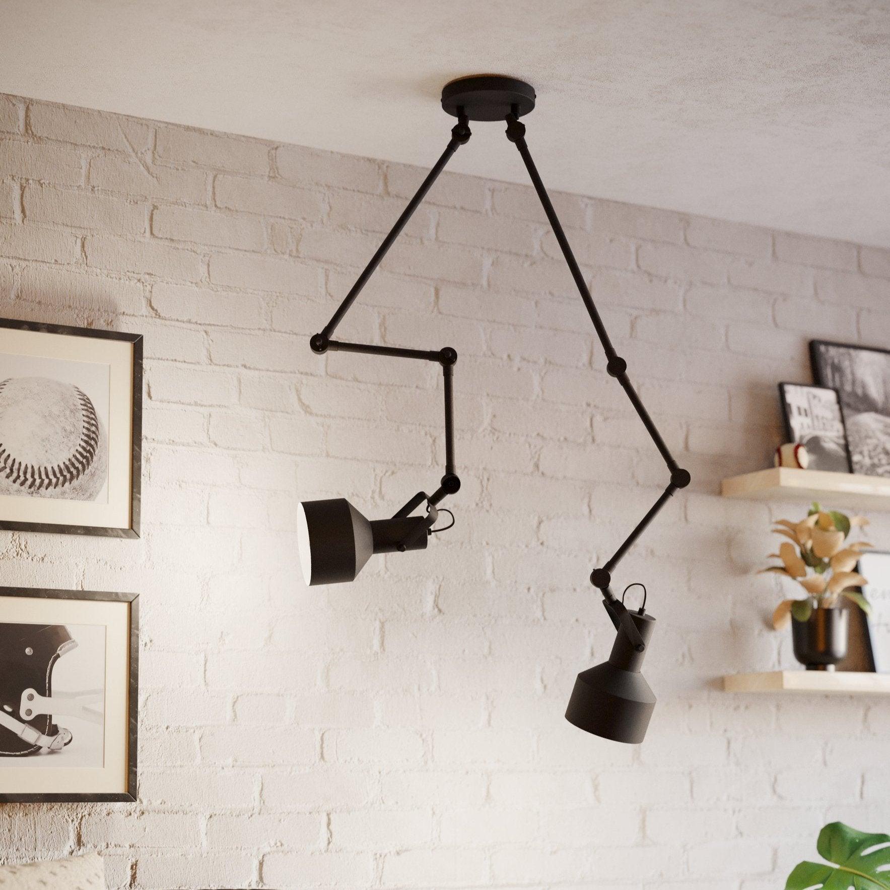 eglo takeley adjustable 2 light black metal spotlight