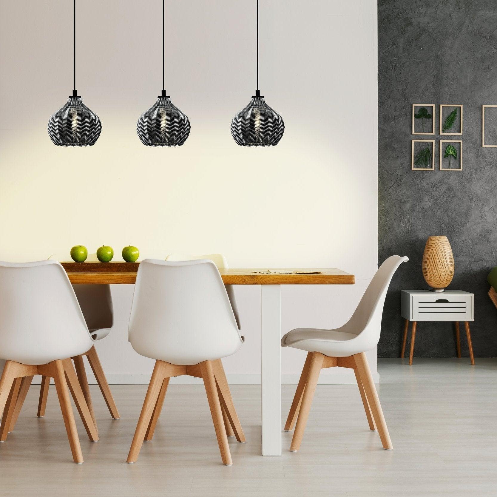 eglo tamallat 3 light silver glass ceiling pendant light living room image