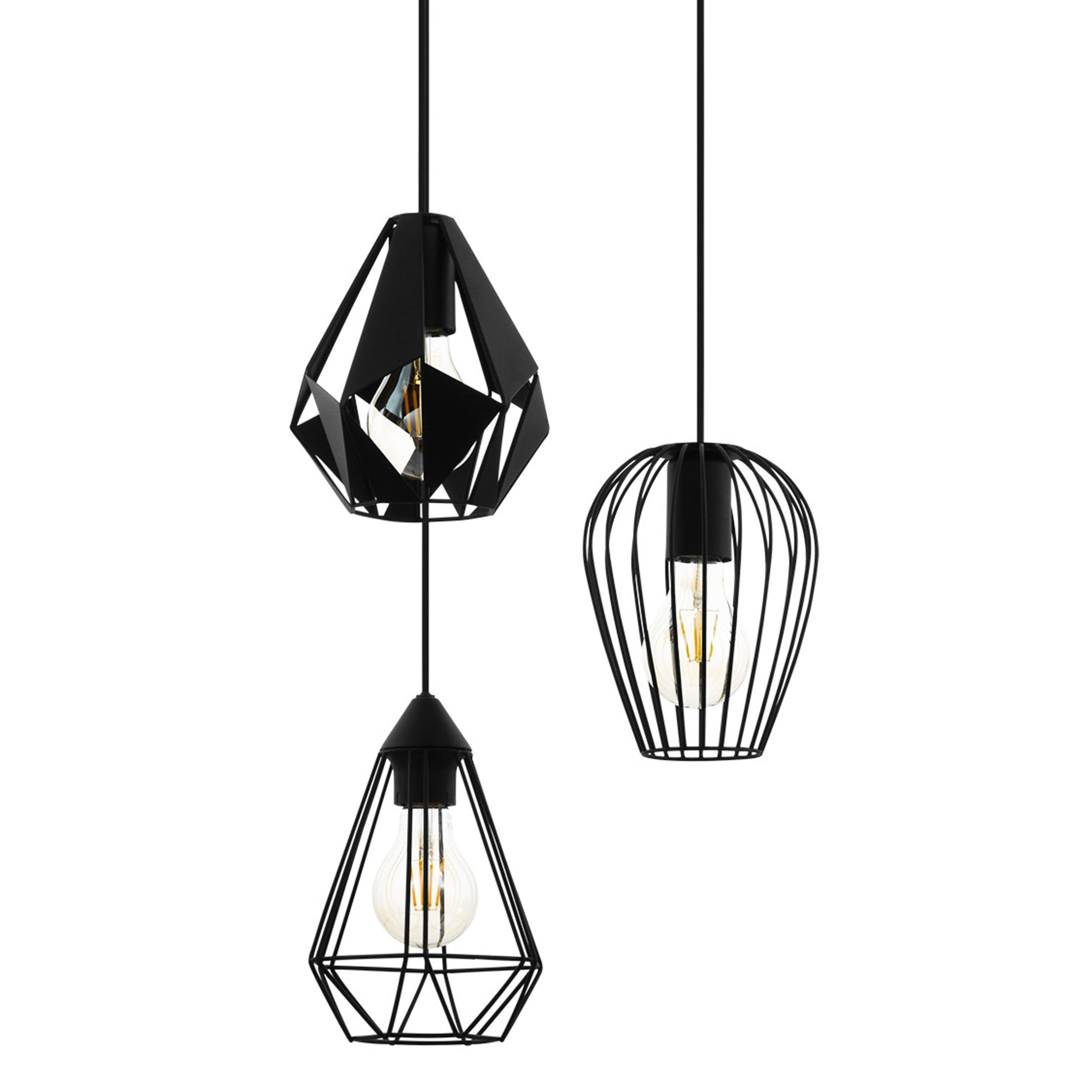 eglo distaff 4 light geometric plate ceiling pendant living room close up