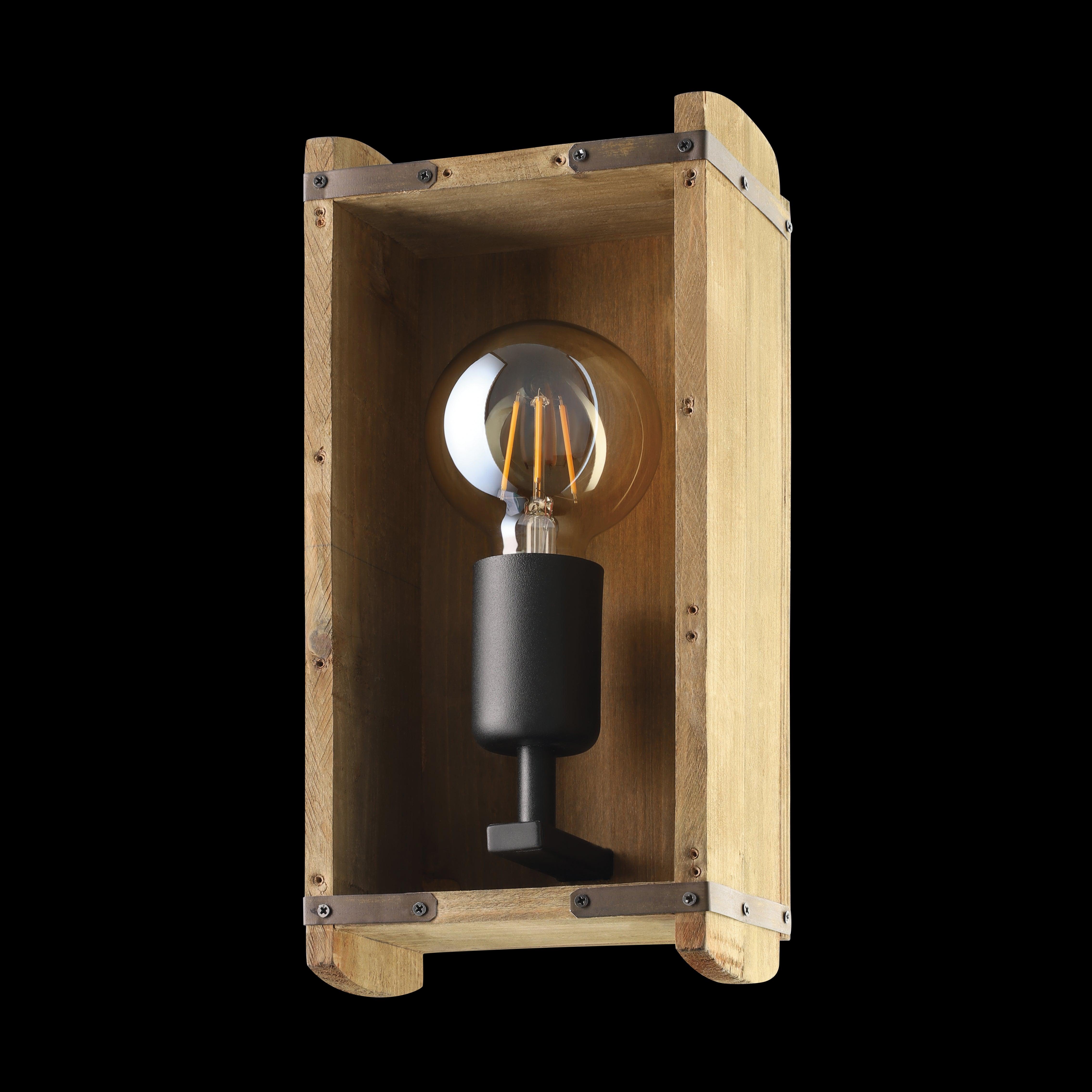 eglo wootton wooden crate wall light living room image