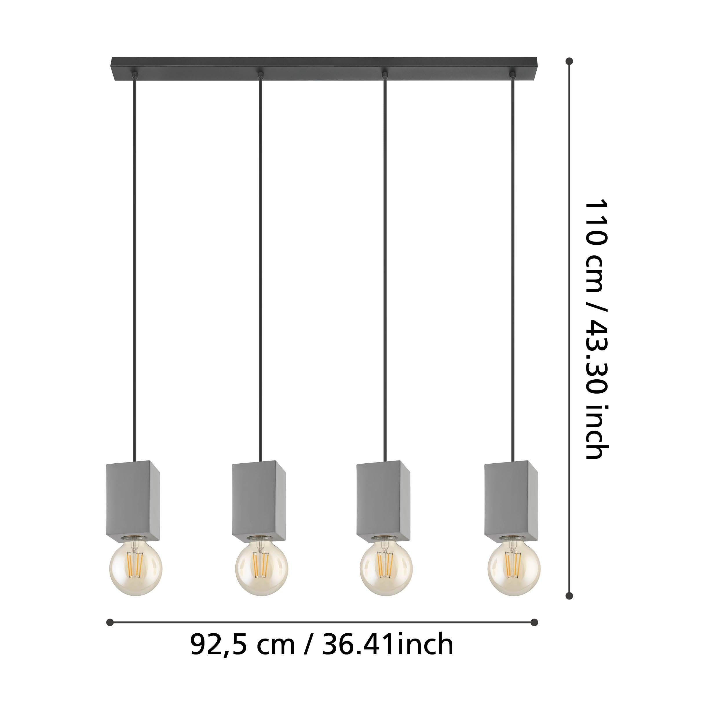 eglo prestwick 3 concrete black 4 light bar ceiling pendant living room image