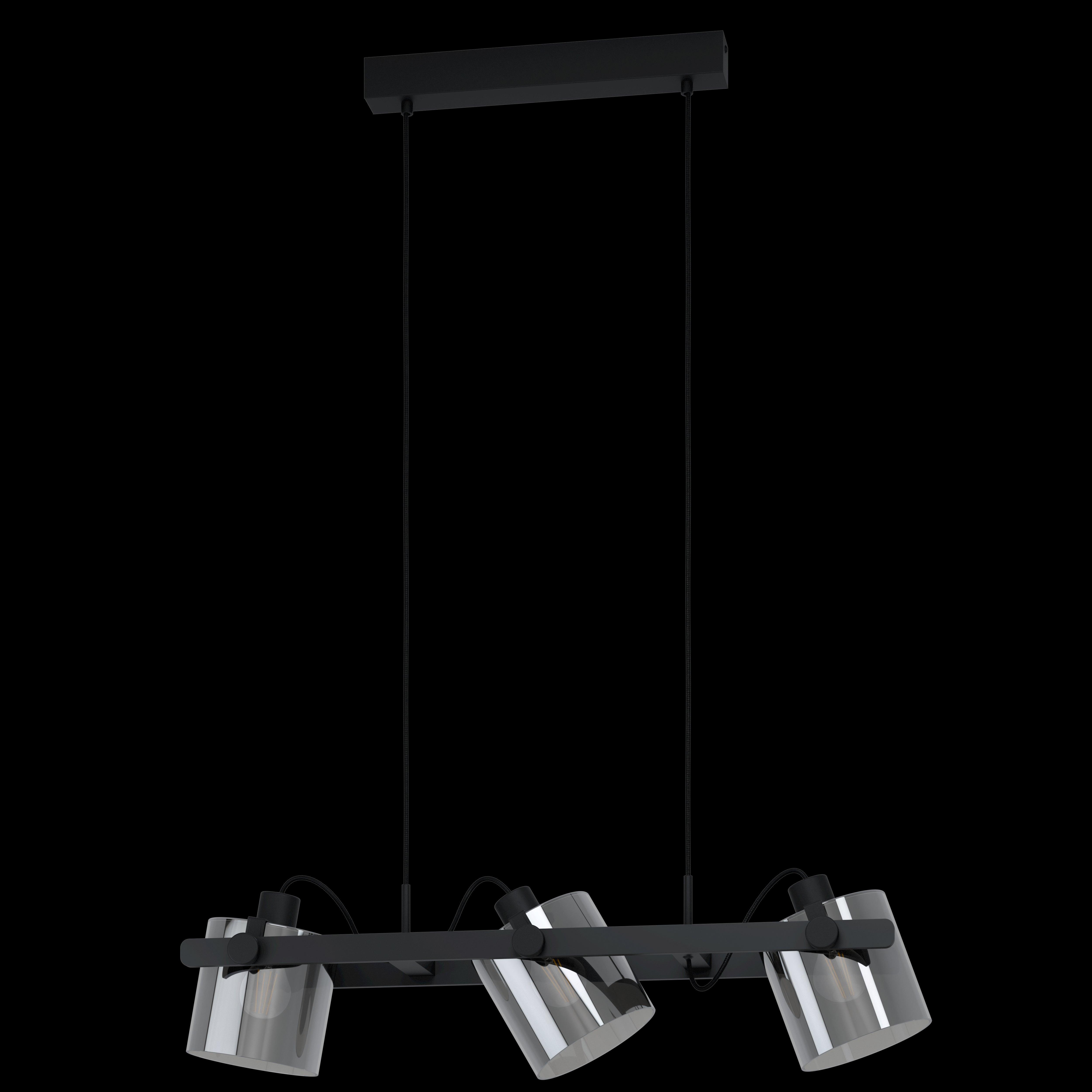 eglo hornwood 2 3 light black brass metal mesh ceiling pendant living room close up