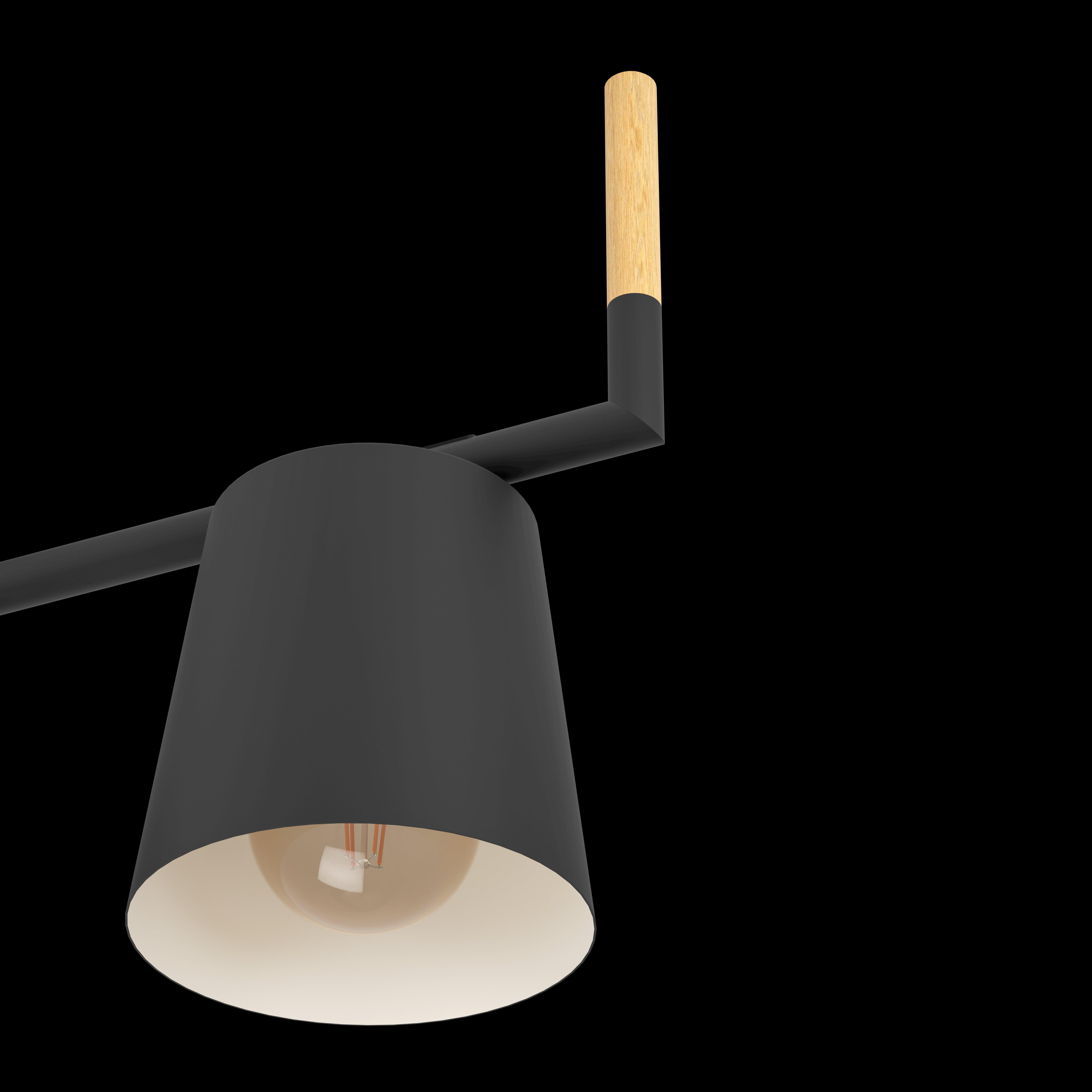 eglo lacey semi flush black steel wooden 3 light kitchen lighting