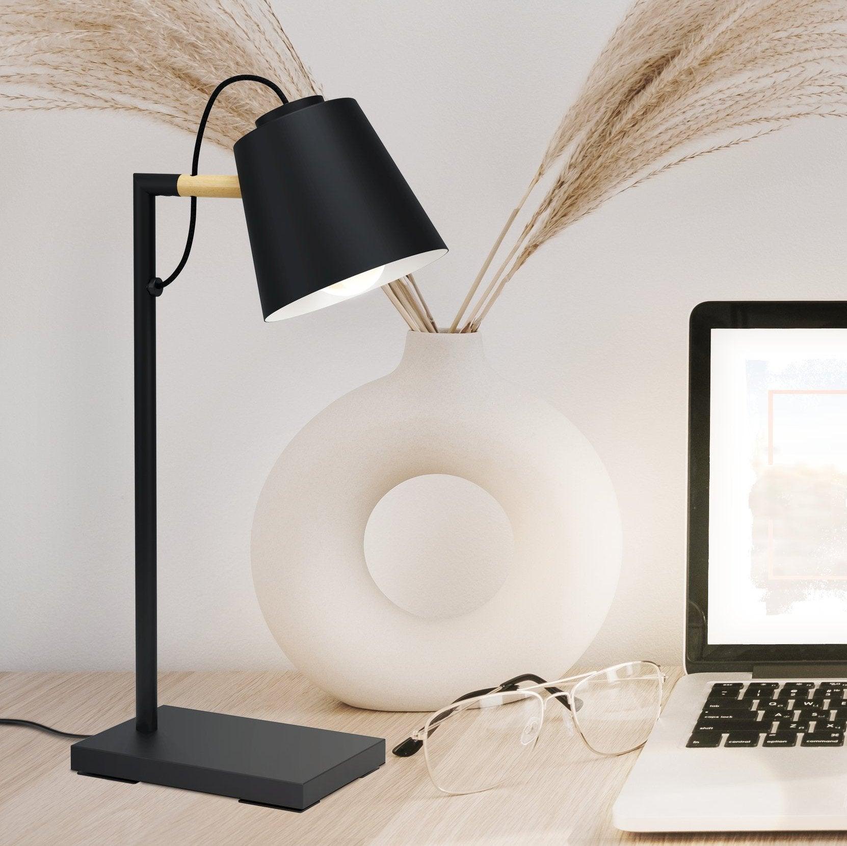 eglo lacey black metal table lamp