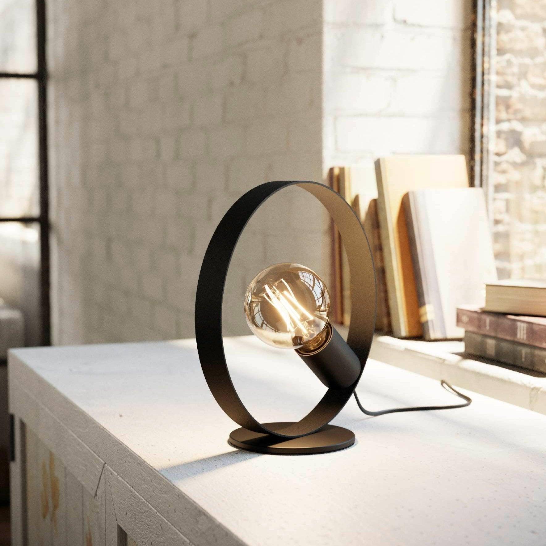 eglo frijolas black metal ring table lamp