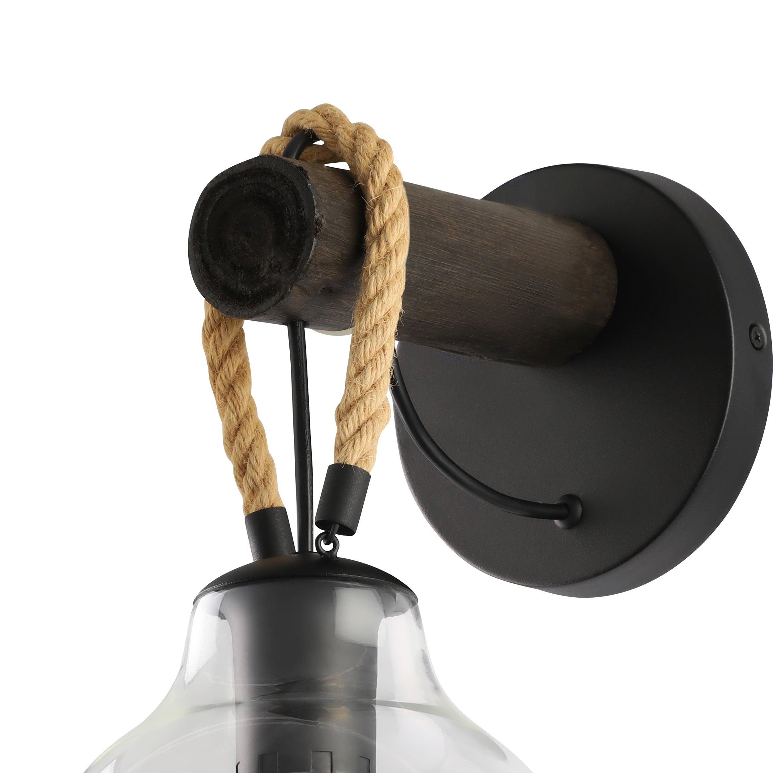 eglo roding black rope wall light glass shade kitchen lighting