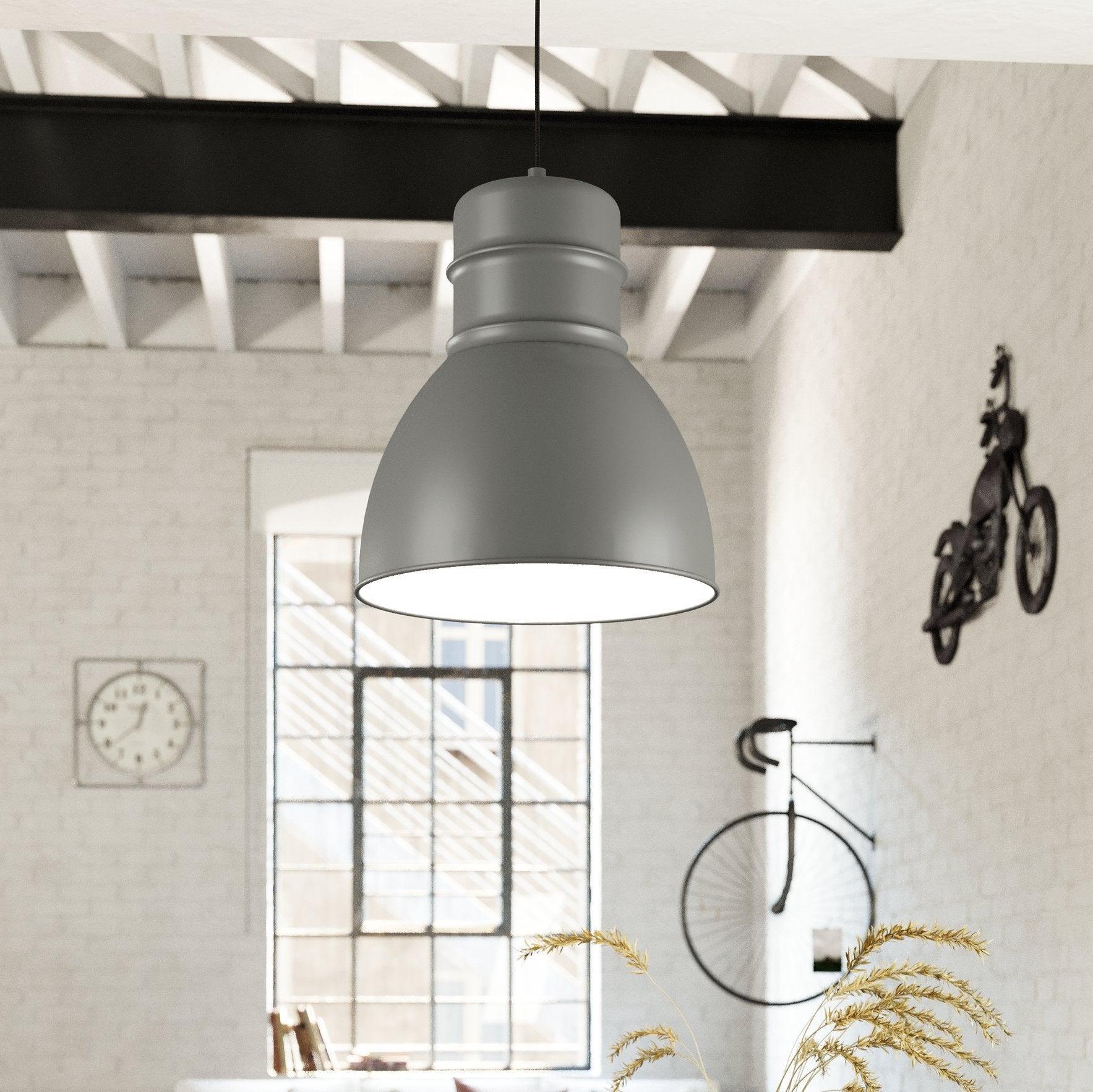 eglo ebury grey metal industrial ceiling pendant living room image