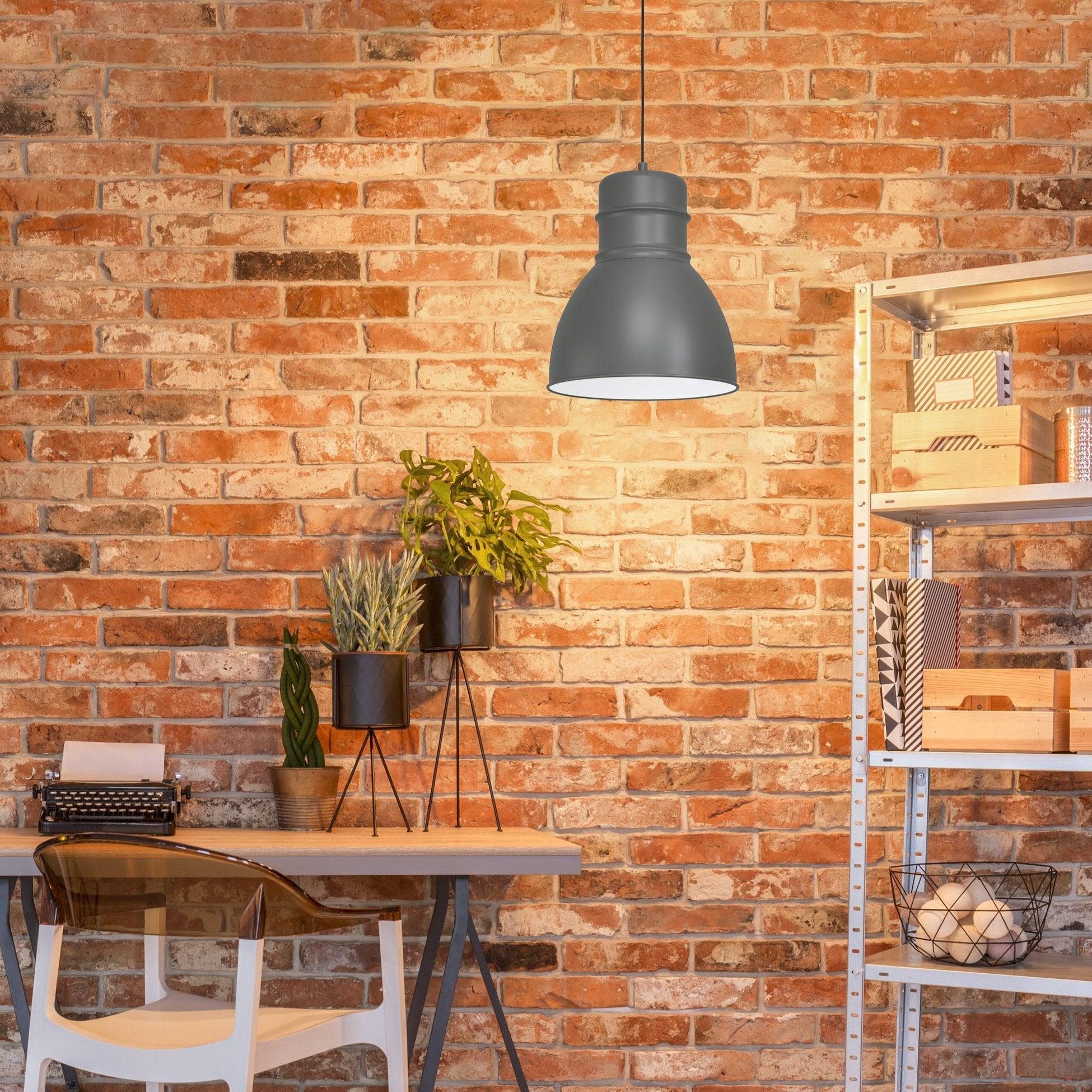 eglo ebury grey metal industrial ceiling pendant