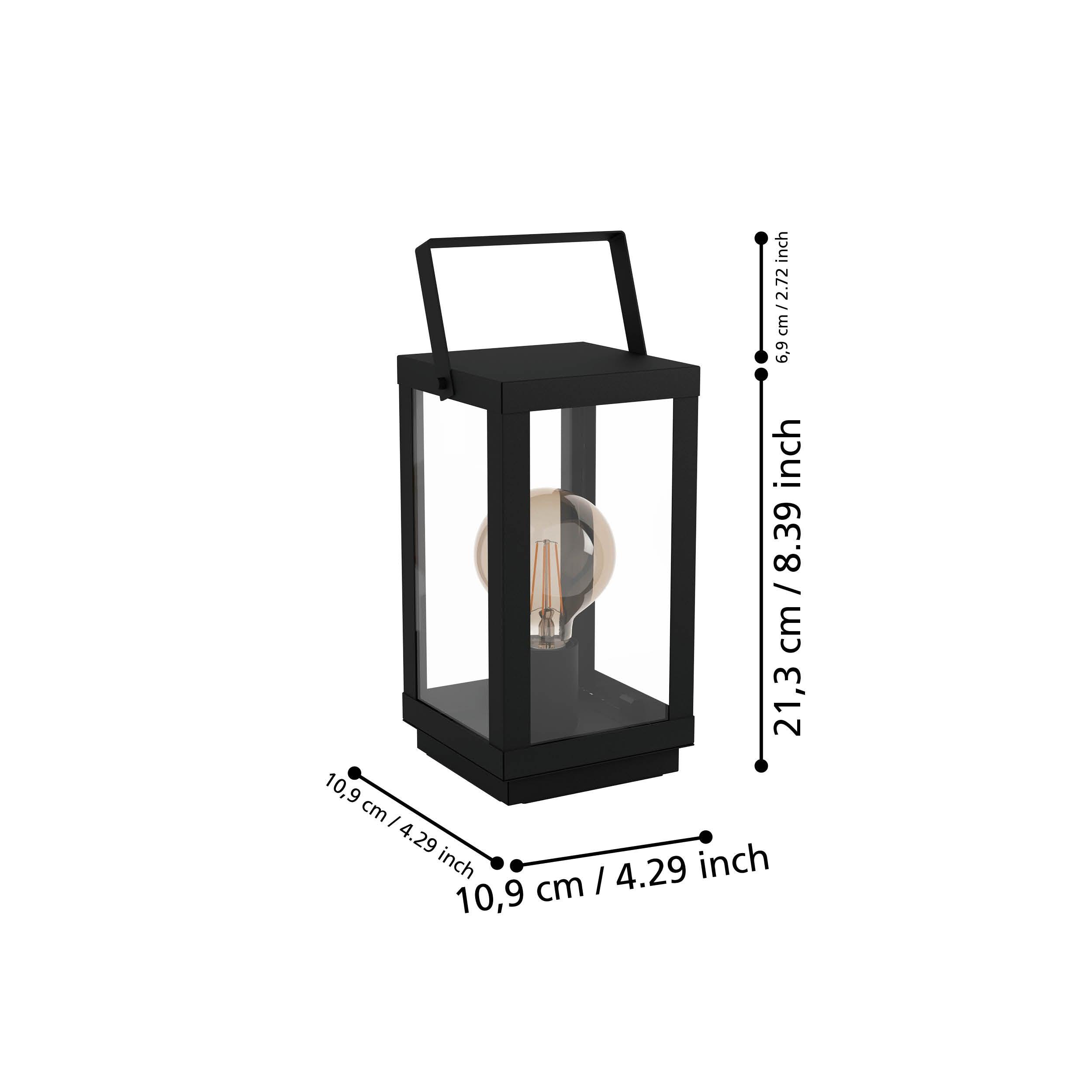 eglo bradford 1 black glass lantern table lamp living room close up