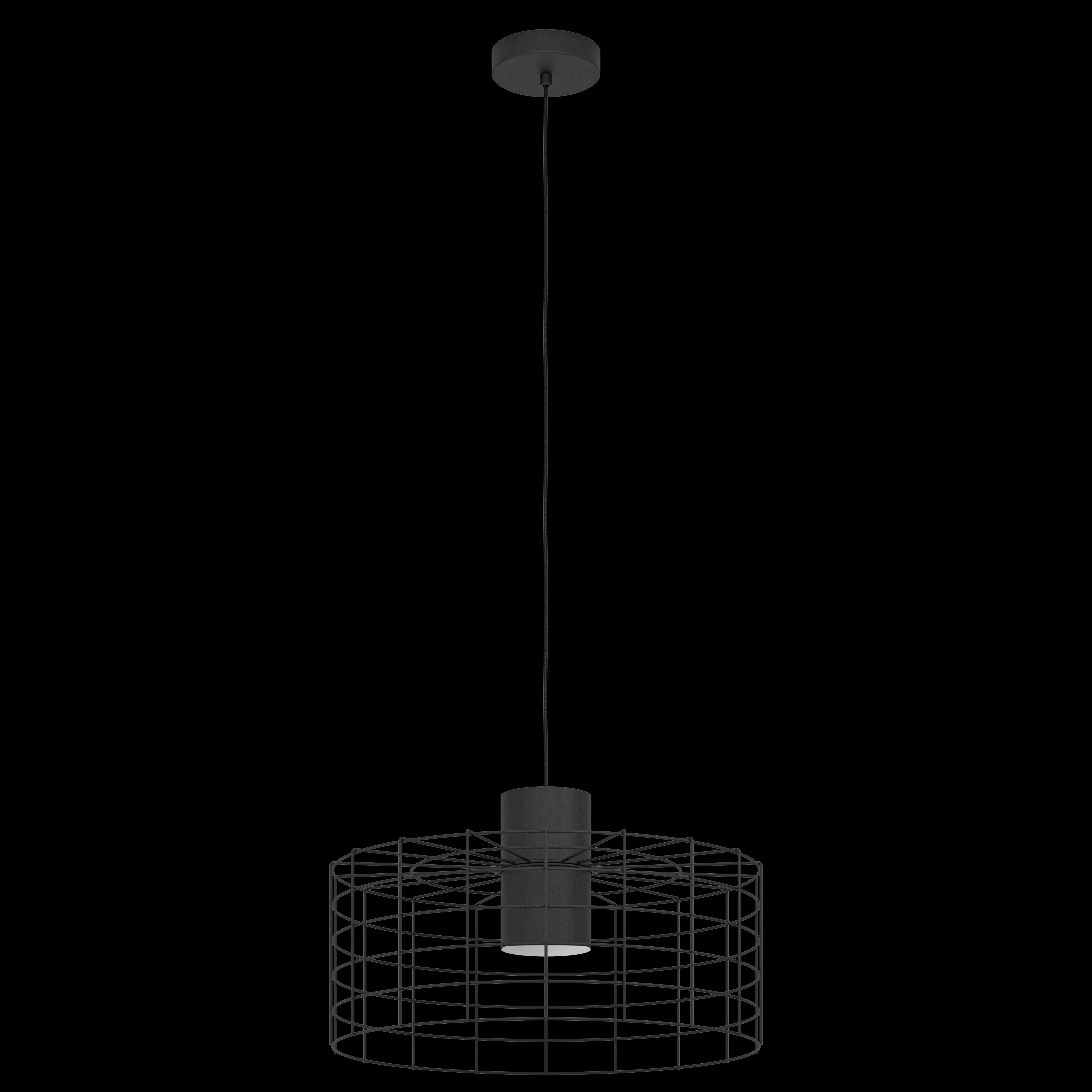 eglo milligan black wire cylindrical ceiling pendant 48cm living room close up