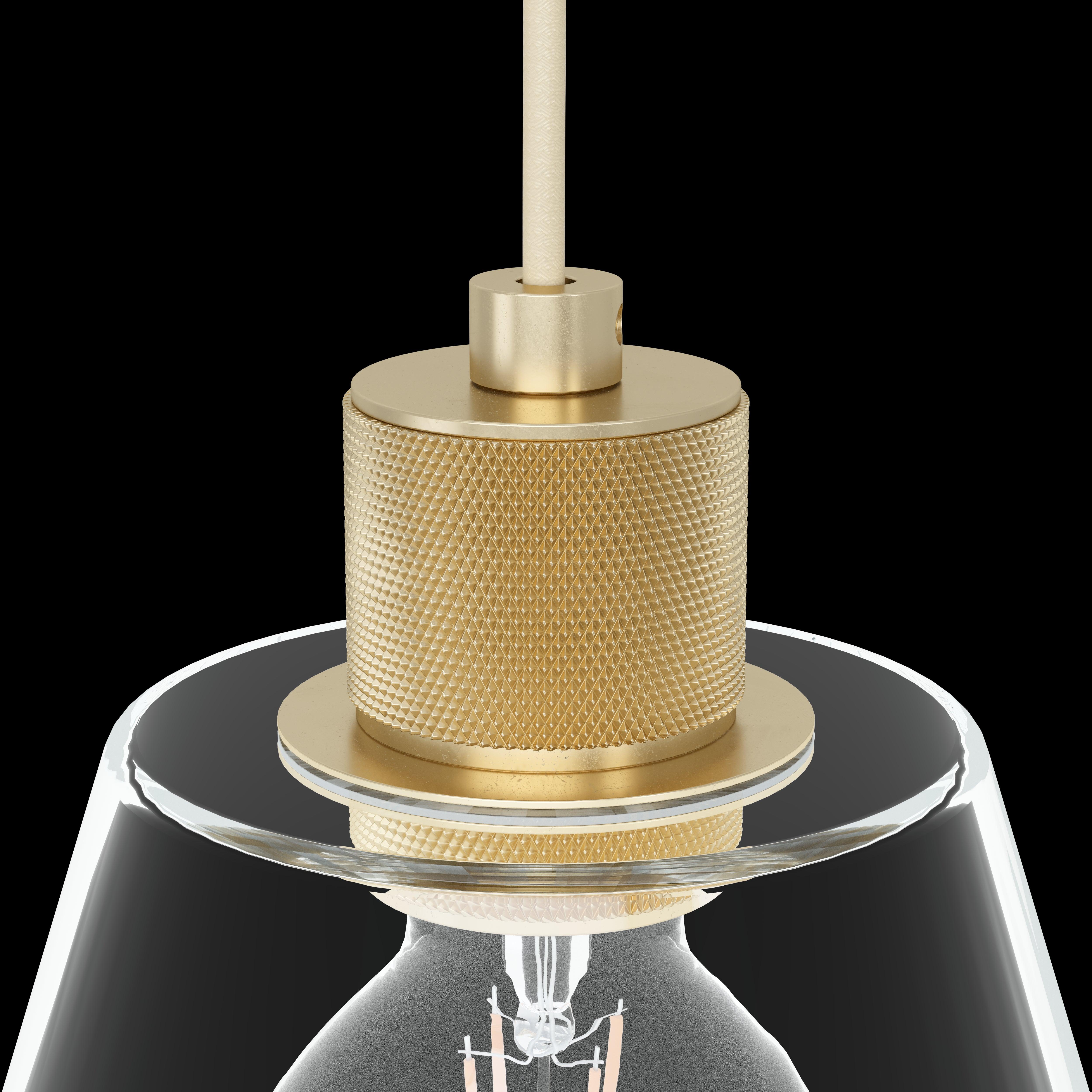 eglo copley rose gold conical glass ceiling pendant living room close up