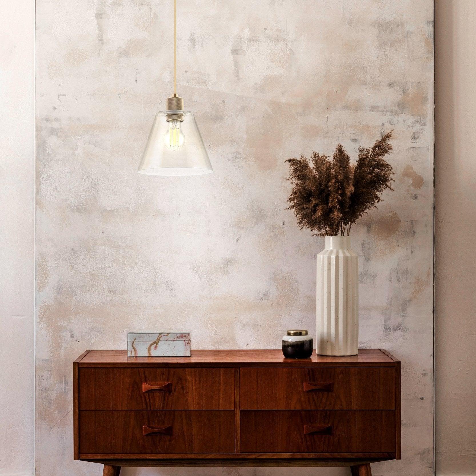 eglo copley rose gold conical glass ceiling pendant