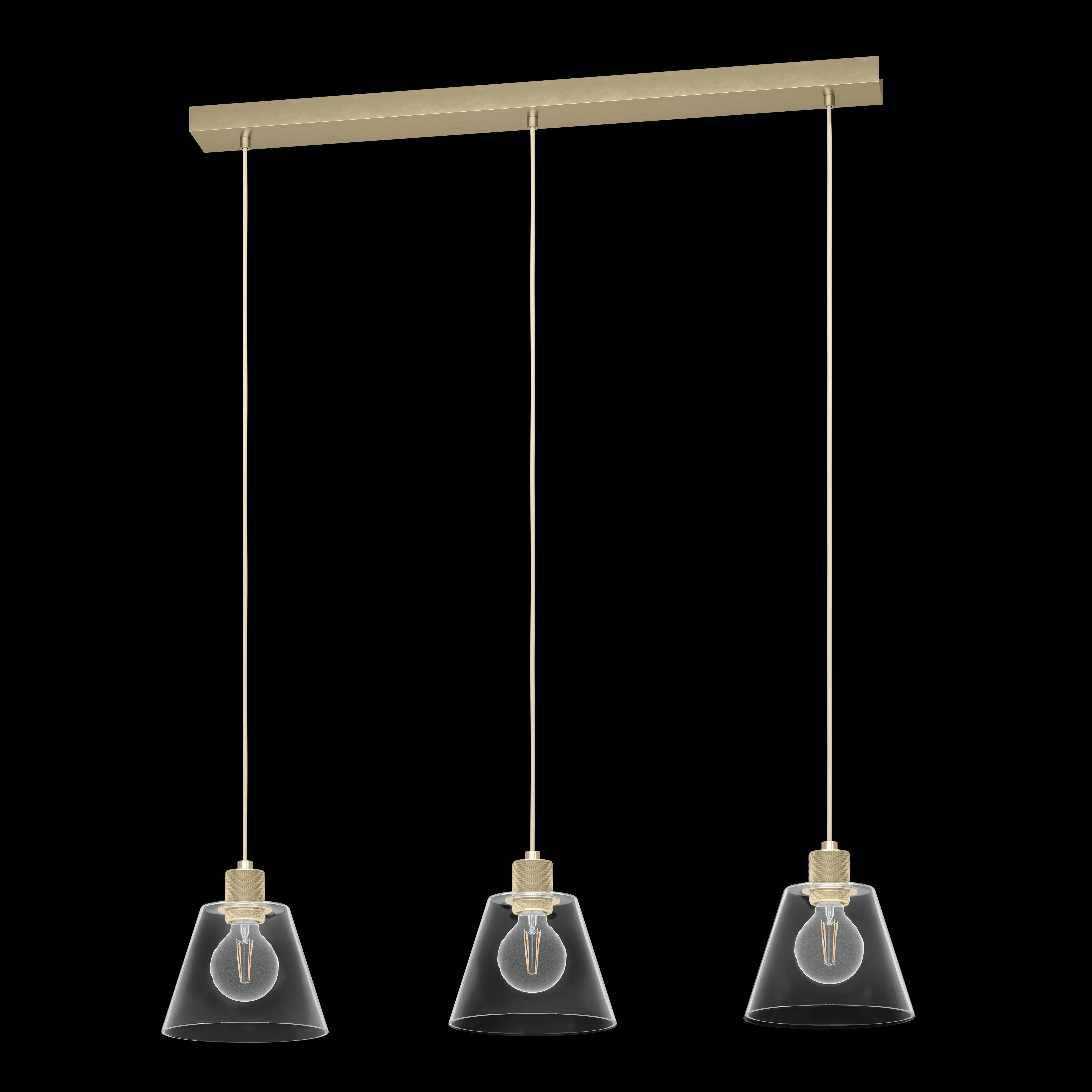 eglo copley 3 light rose gold glass bar ceiling pendant