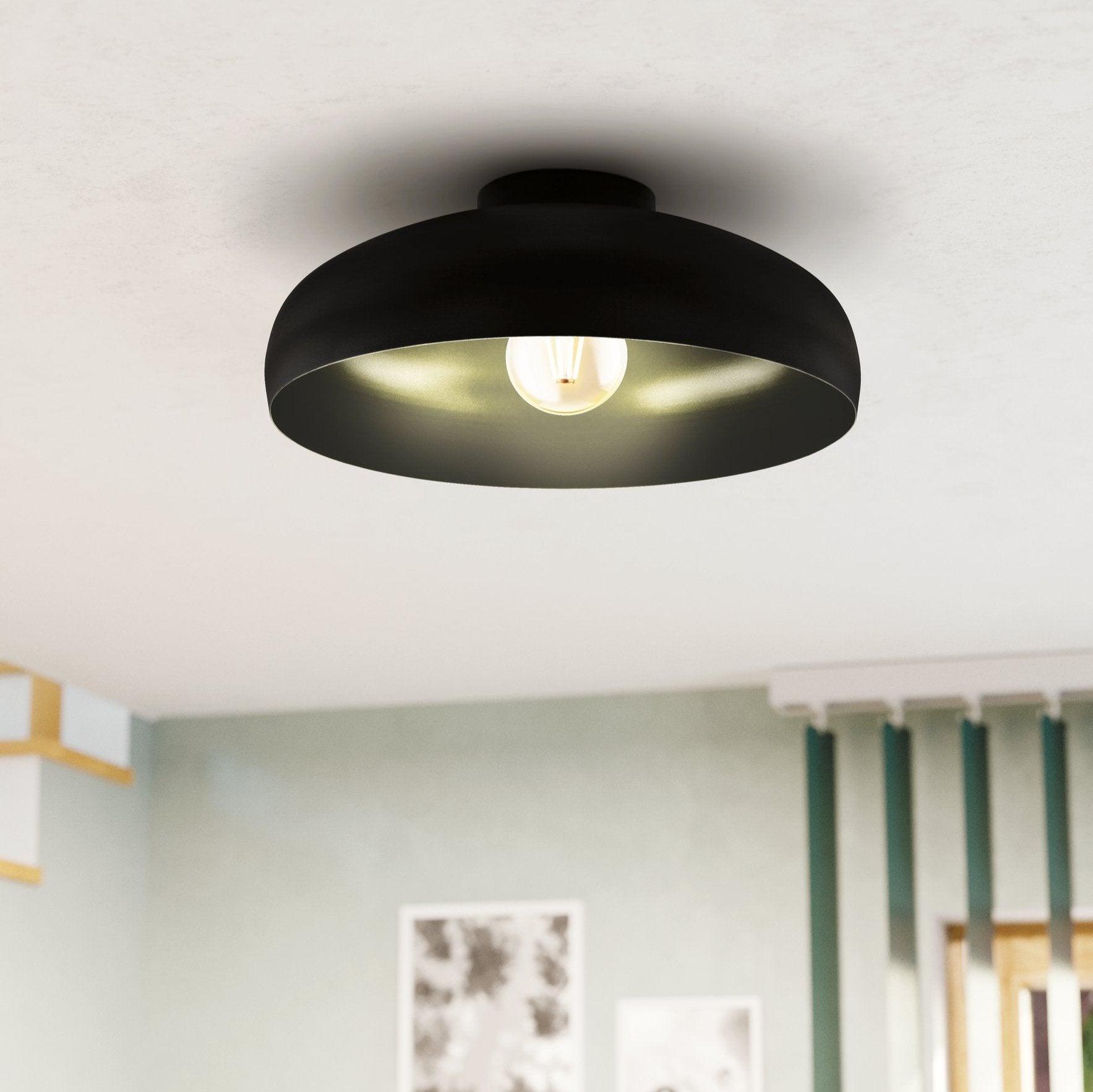 eglo mogano flush black metal ceiling light kitchen lighting