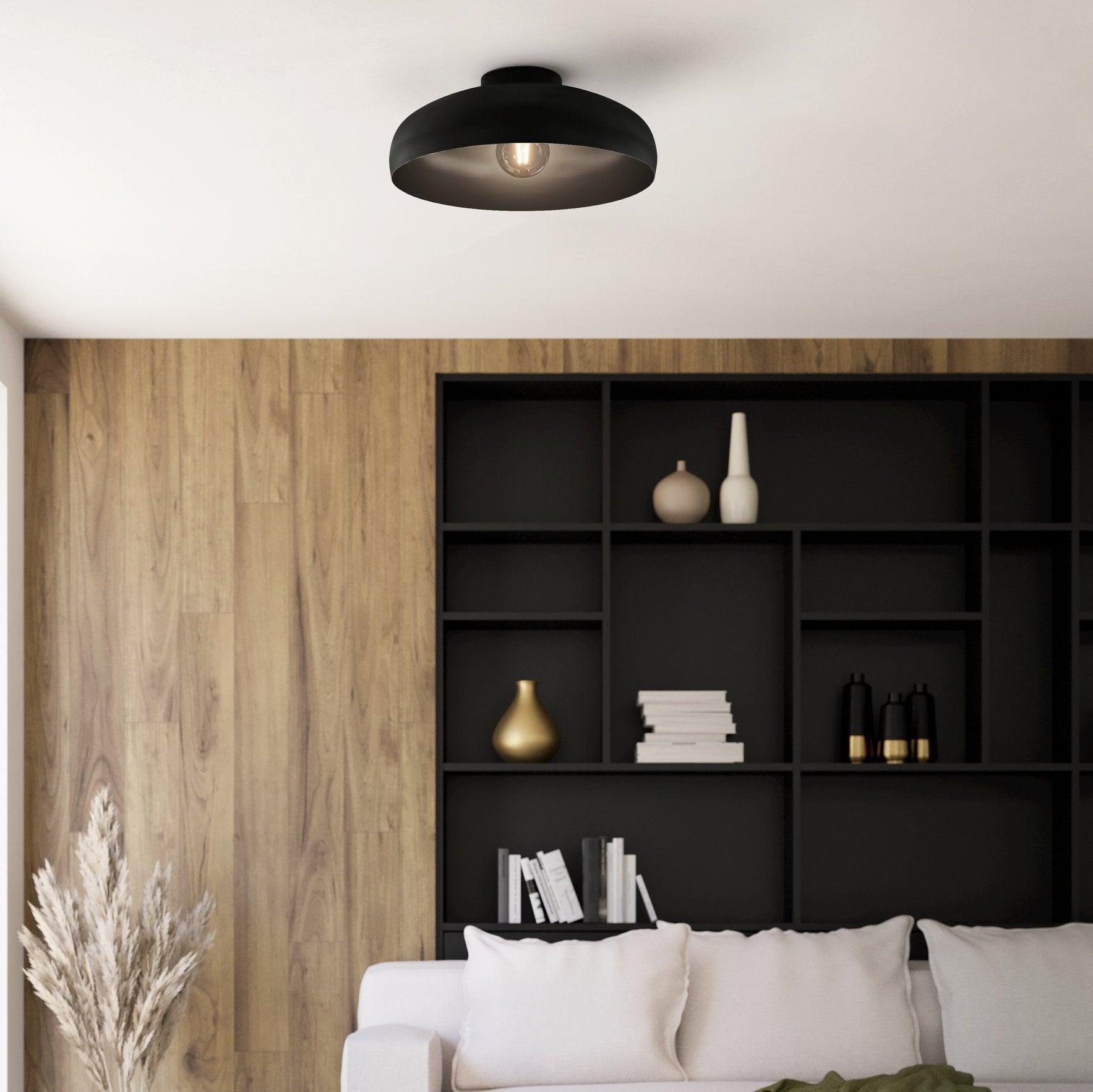 eglo mogano flush black metal ceiling light living room image