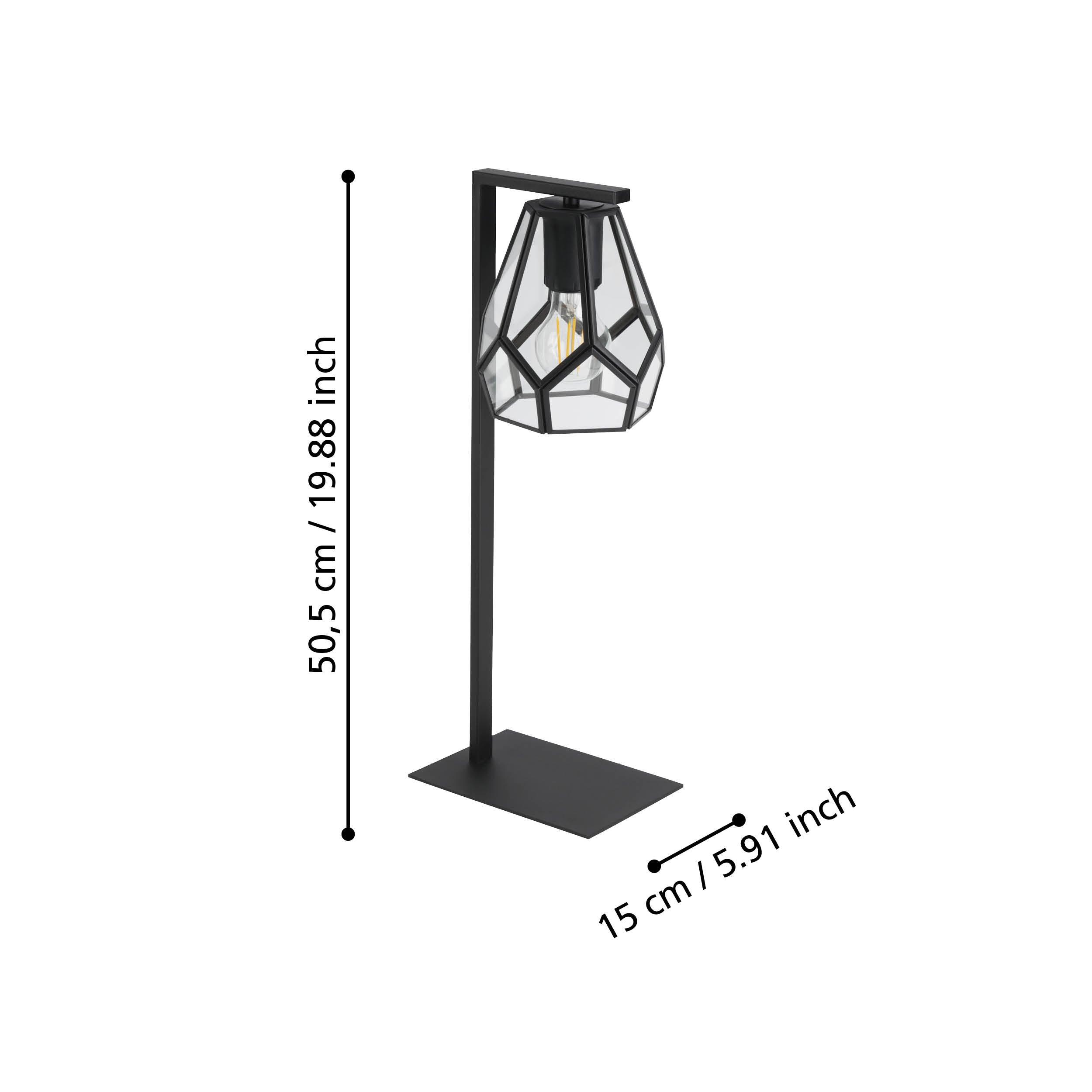 eglo mardyke black metal table lamp diamond shaped shade living room image