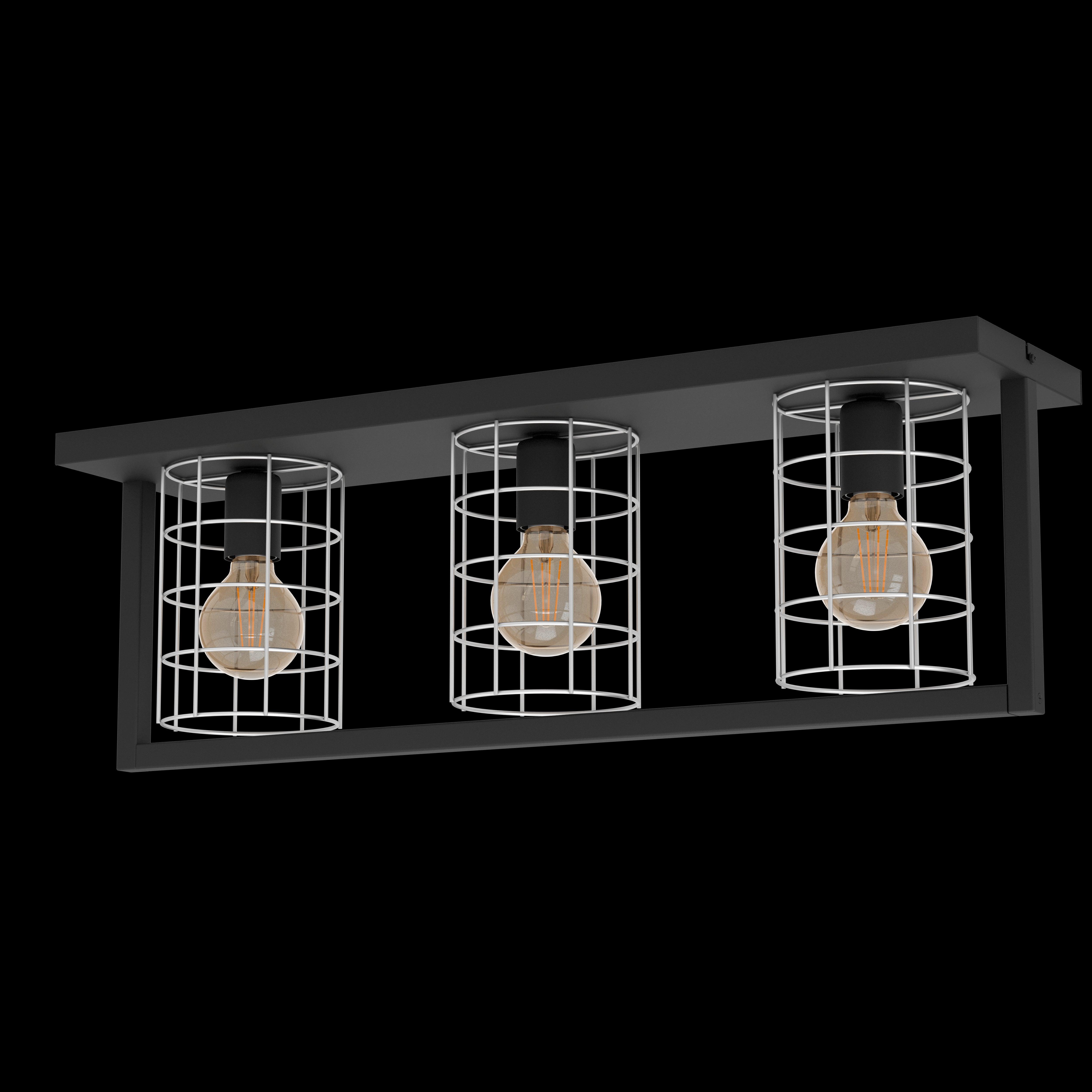 eglo jubily black silver 3 light ceiling flush