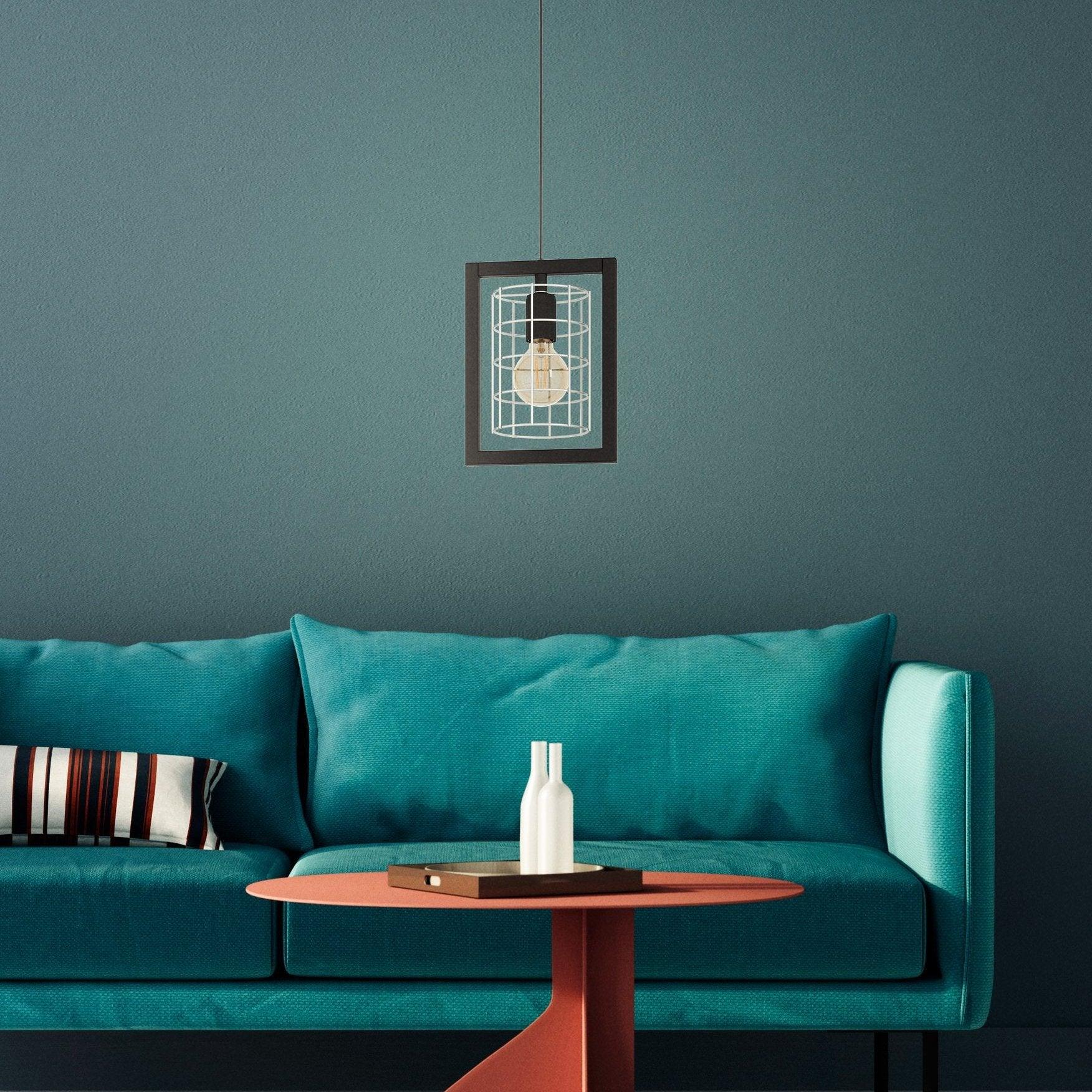 eglo jubily black zinc caged ceiling pendant living room image