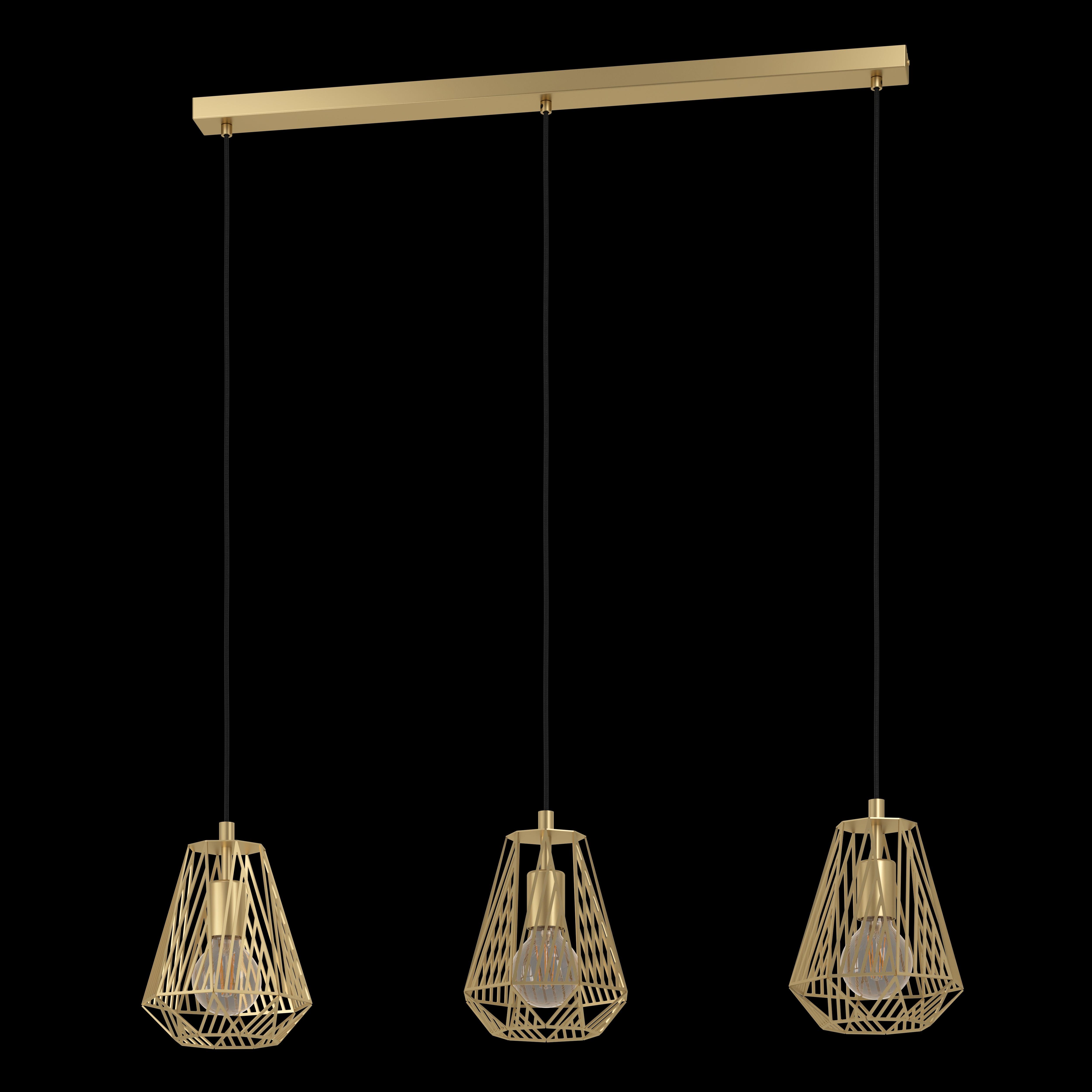 eglo stype 3 light gold diamond shaped ceiling pendant living room image