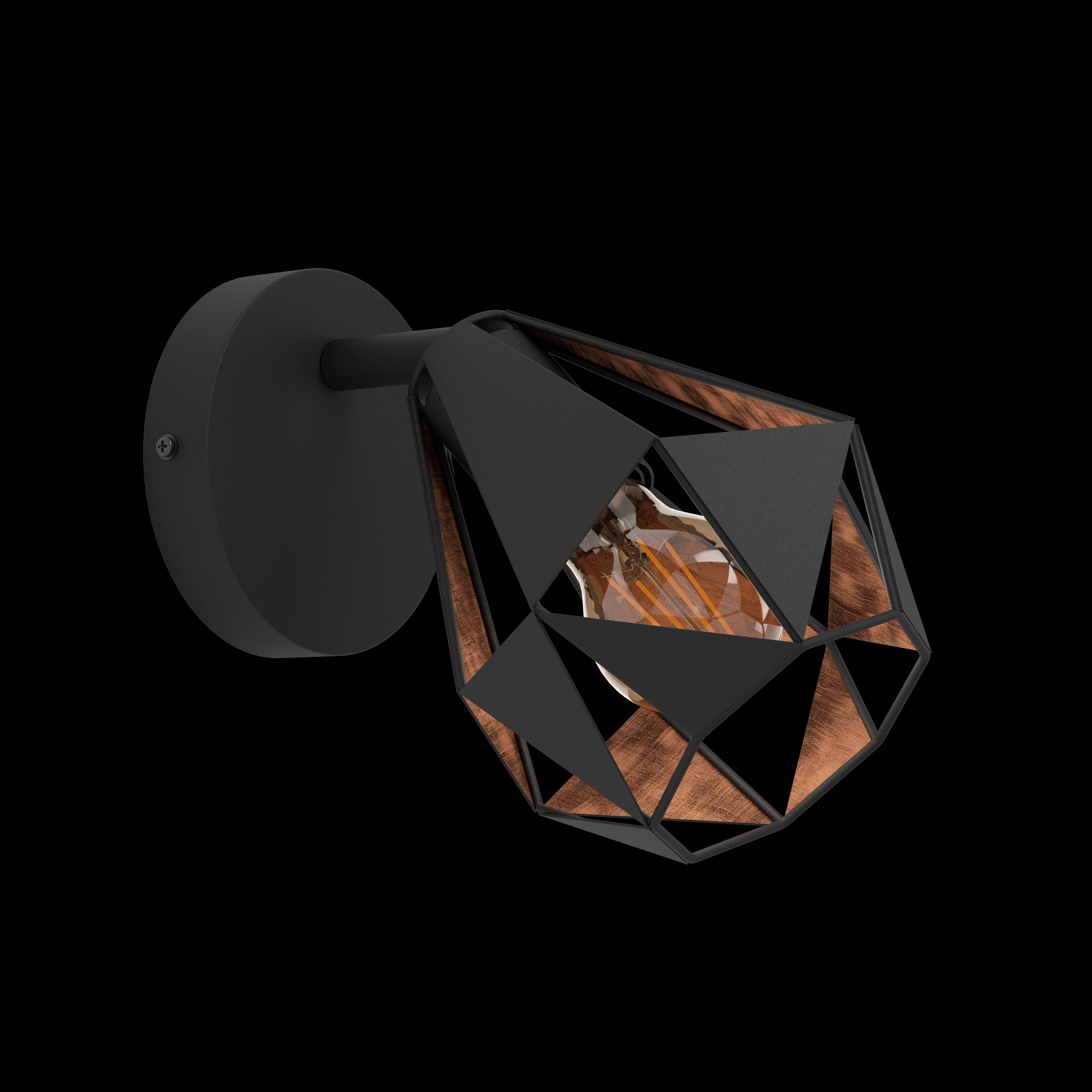 eglo carlton 7 black copper geometric wall spotlight living room image